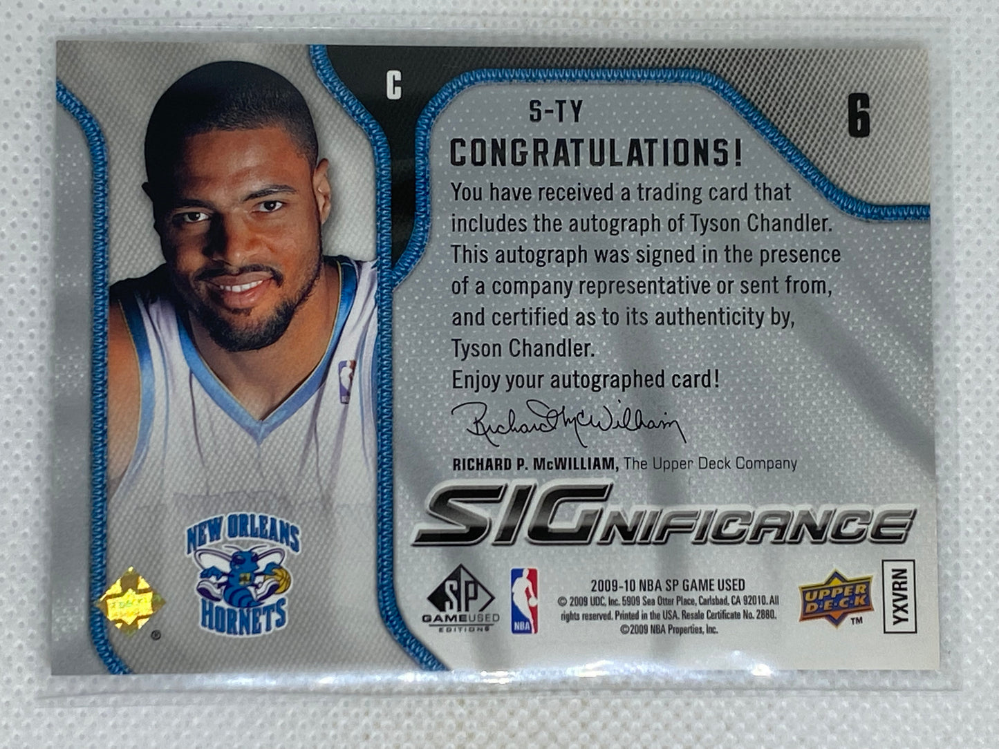 2009-10 SP Game Used SIGnificance #STY Tyson Chandler Autograph New Orleans Hornets
