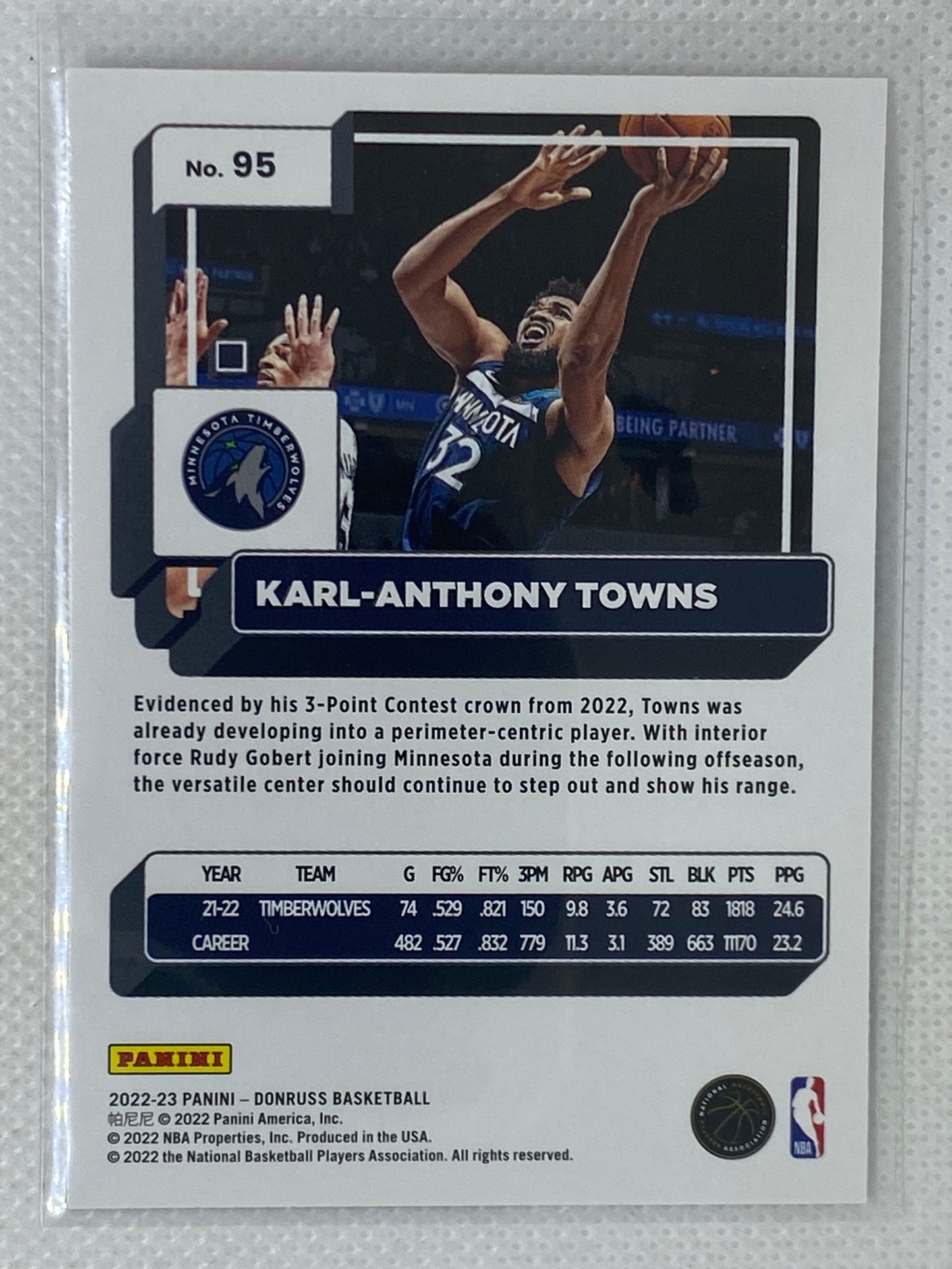 2022-23 Panini Donruss Basketball Karl-Anthony Towns Card #95