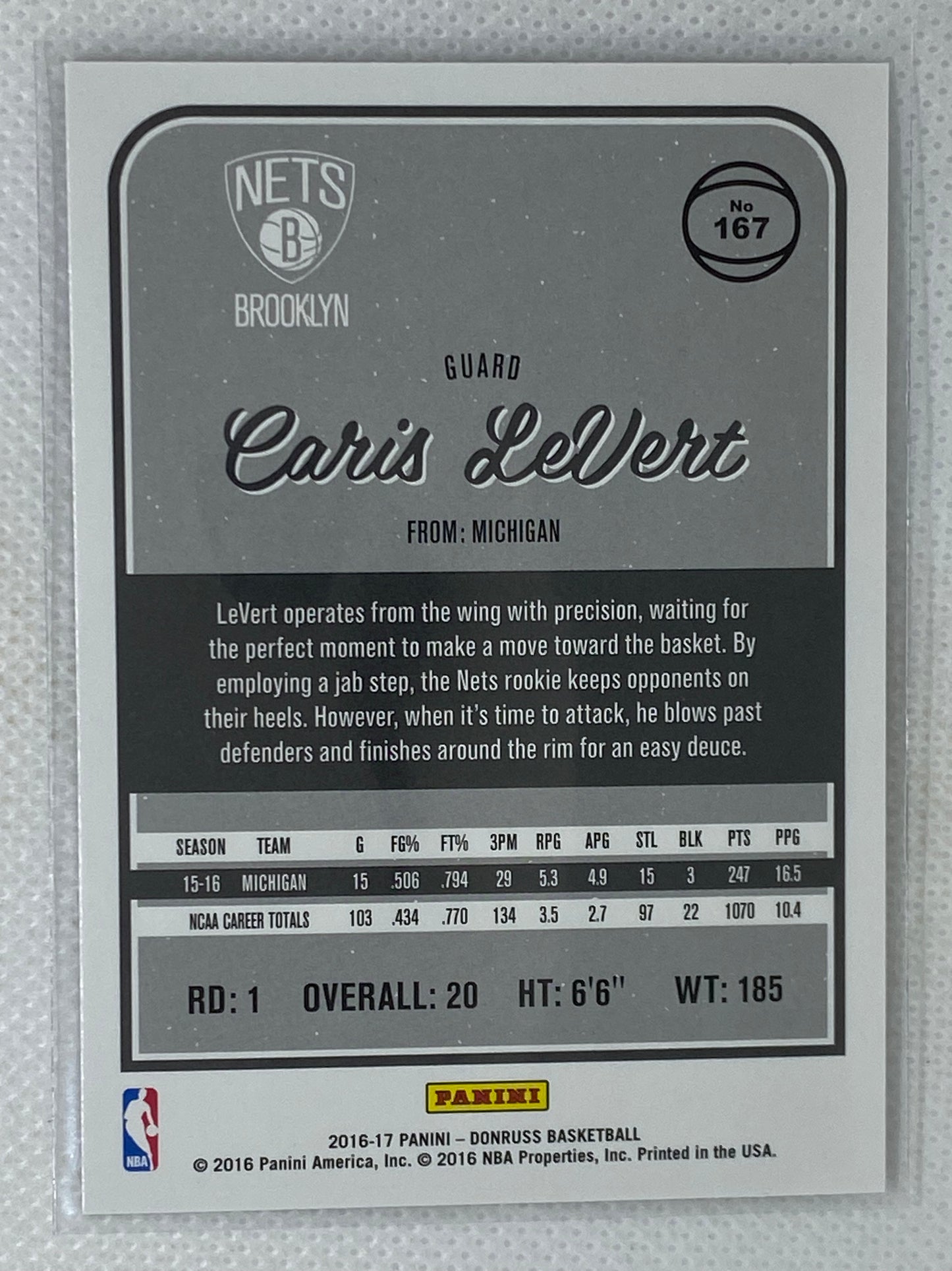 2016-17 Panini Donruss Caris LeVert RC #167
