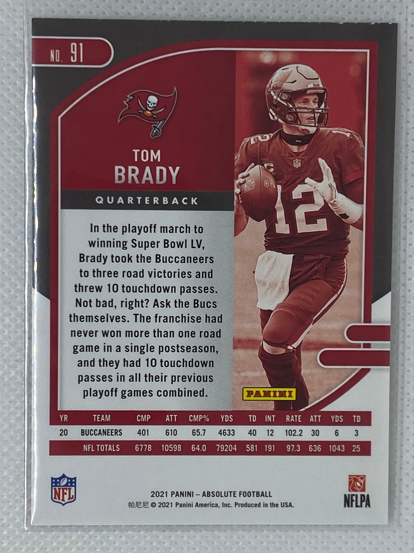 2021 Panini Absolute Football Base Tom Brady #91 Buccaneers
