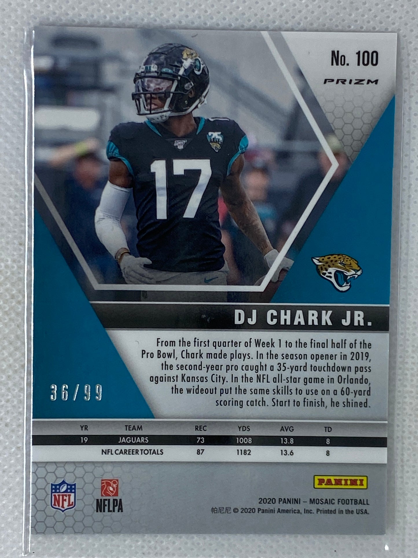 2020 Panini Mosaic DJ Chark Jr. Blue Mosaic Prizm /99 #100