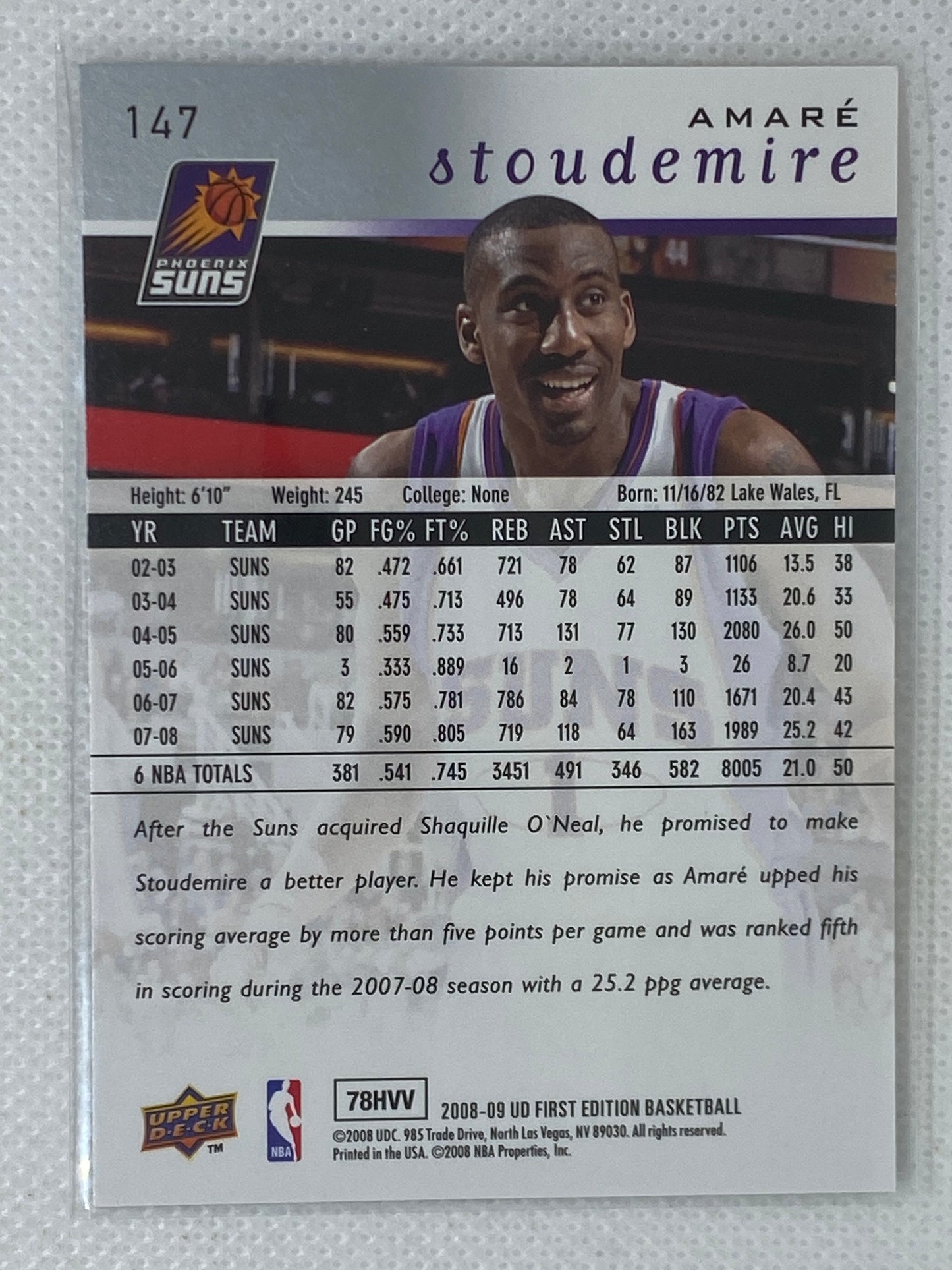 2008-09 Upper Deck Amare Stoudemire Phoenix Suns #147