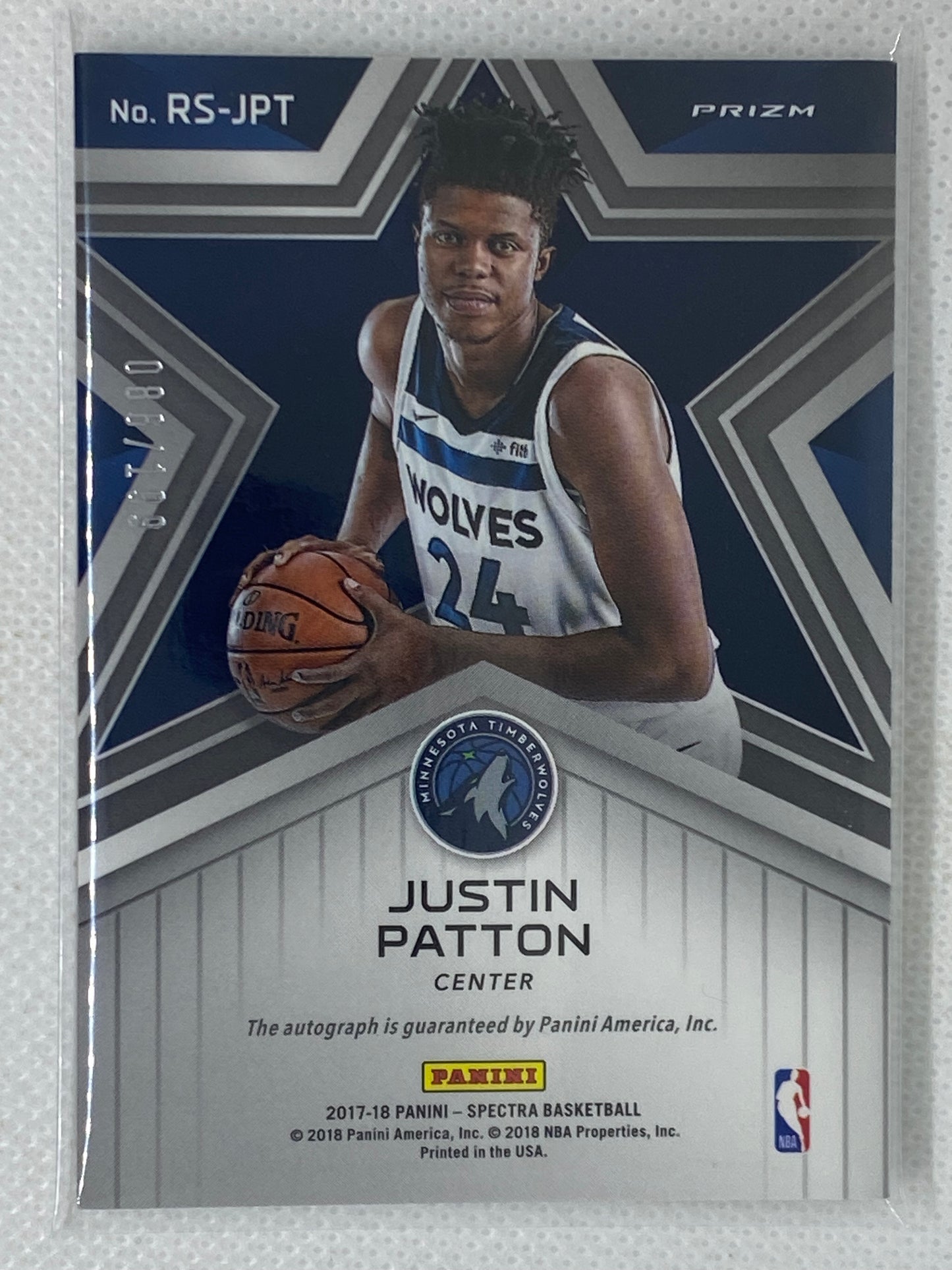 2017-18 Panini Spectra Rising Stars Signatures /199 Justin Patton Rookie Auto RC