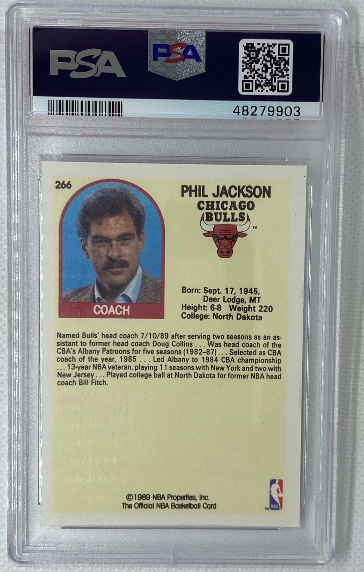 1989-90 NBA Hoops #266 Phil Jackson PSA 5 Chicago Bulls