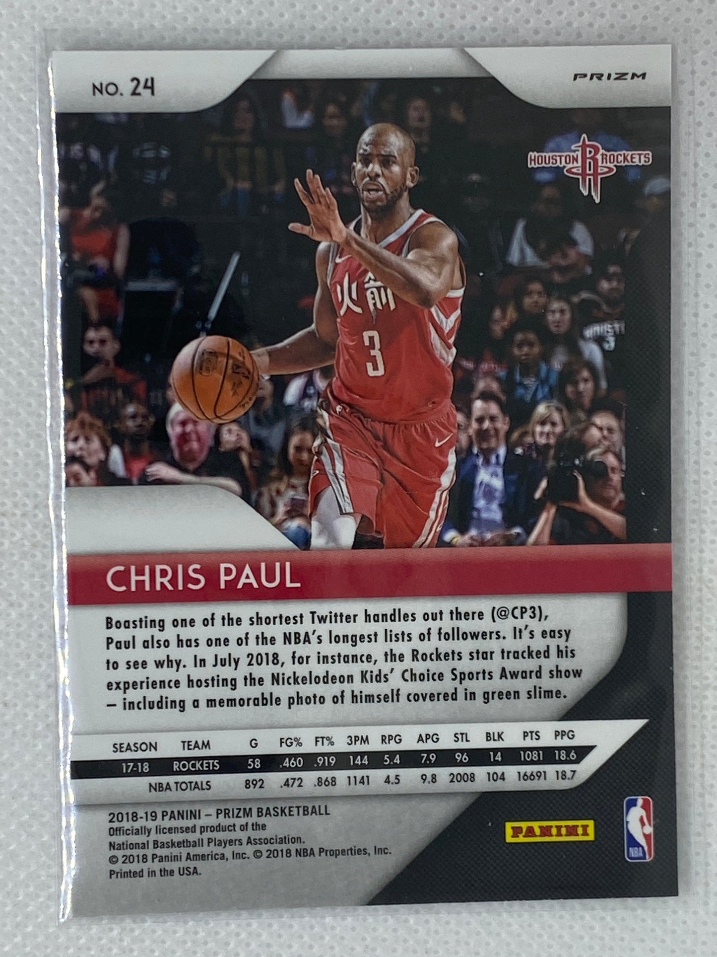 2018-19 Panini Prizm Pink Ice Chris Paul #24 Houston Rockets