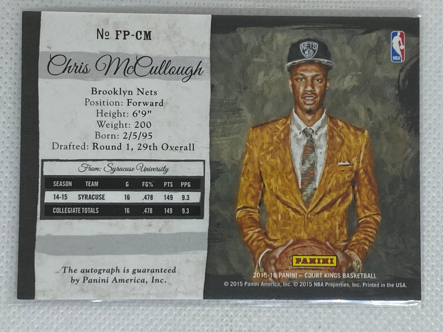 2015-16 Panini Court Kings Fresh Paint Chris McCullough #FP-CM Rookie Auto RC