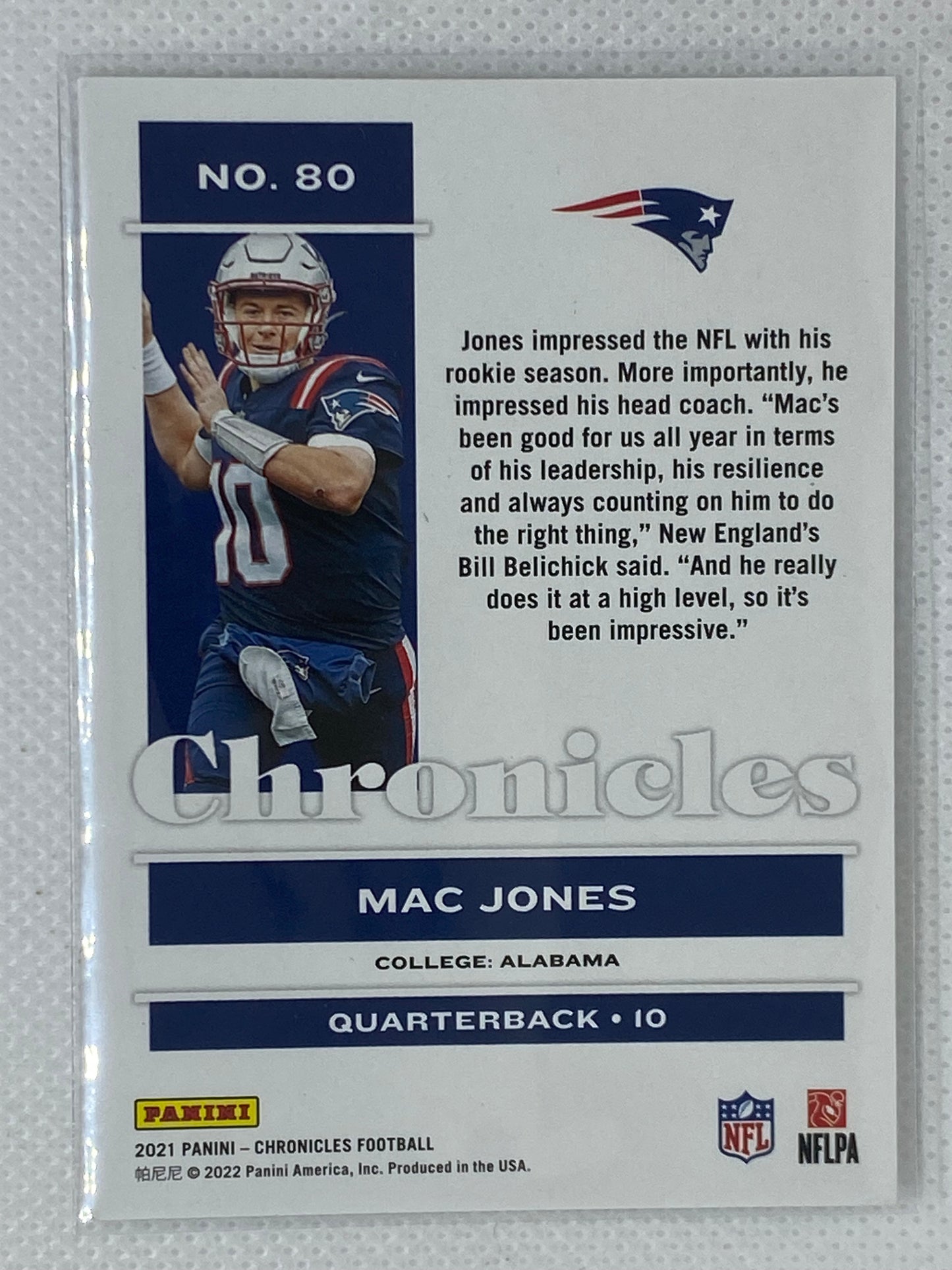 2021 Chronicles Football Mac Jones Rookie RC #80 Bronze Parallel New England Patriots