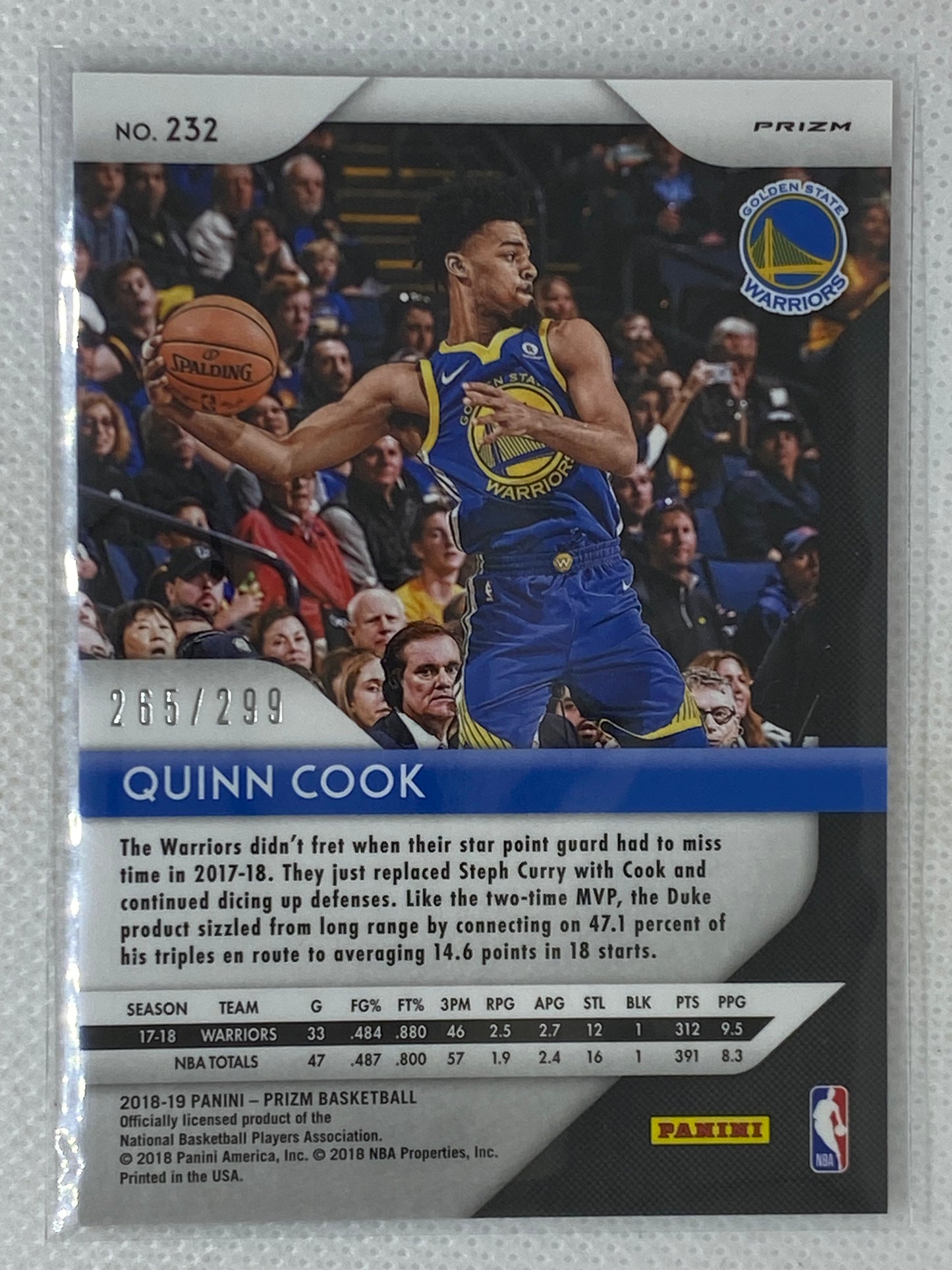 2018-19 Panini Prizm Red Prizm /299 Quinn Cook #232