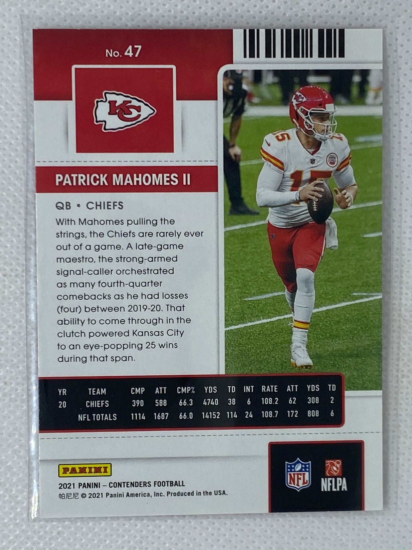 2021 Panini Contenders Patrick Mahomes Season Ticket Kansas City Chiefs