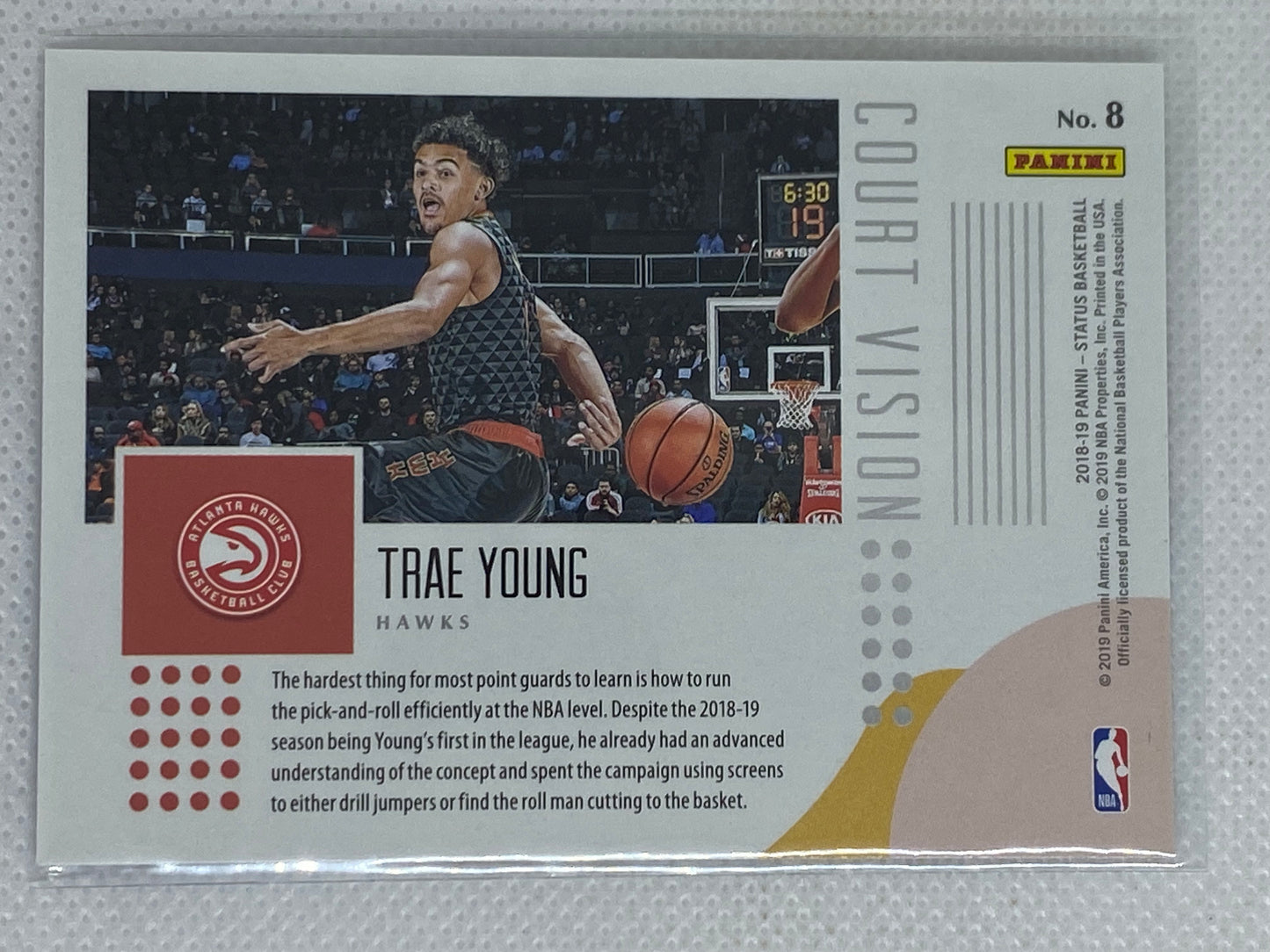 2018-19 Panini Status Court Vision #8 Trae Young Rookie Card Atlanta Hawks