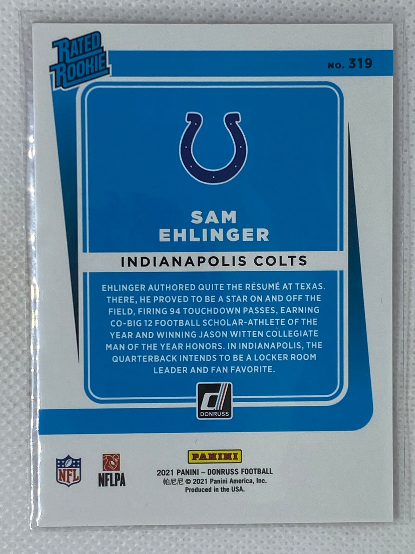 2021 Panini Donruss Sam Ehlinger Rated Rookie Red Press Proof #319 RC Colts