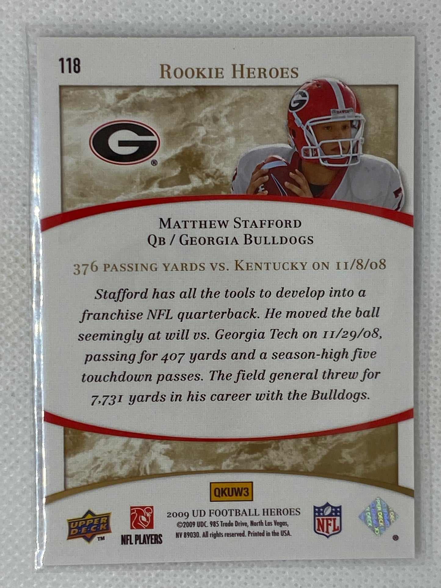 Matthew Stafford 2009 Upper Deck Heroes #118 Football Card