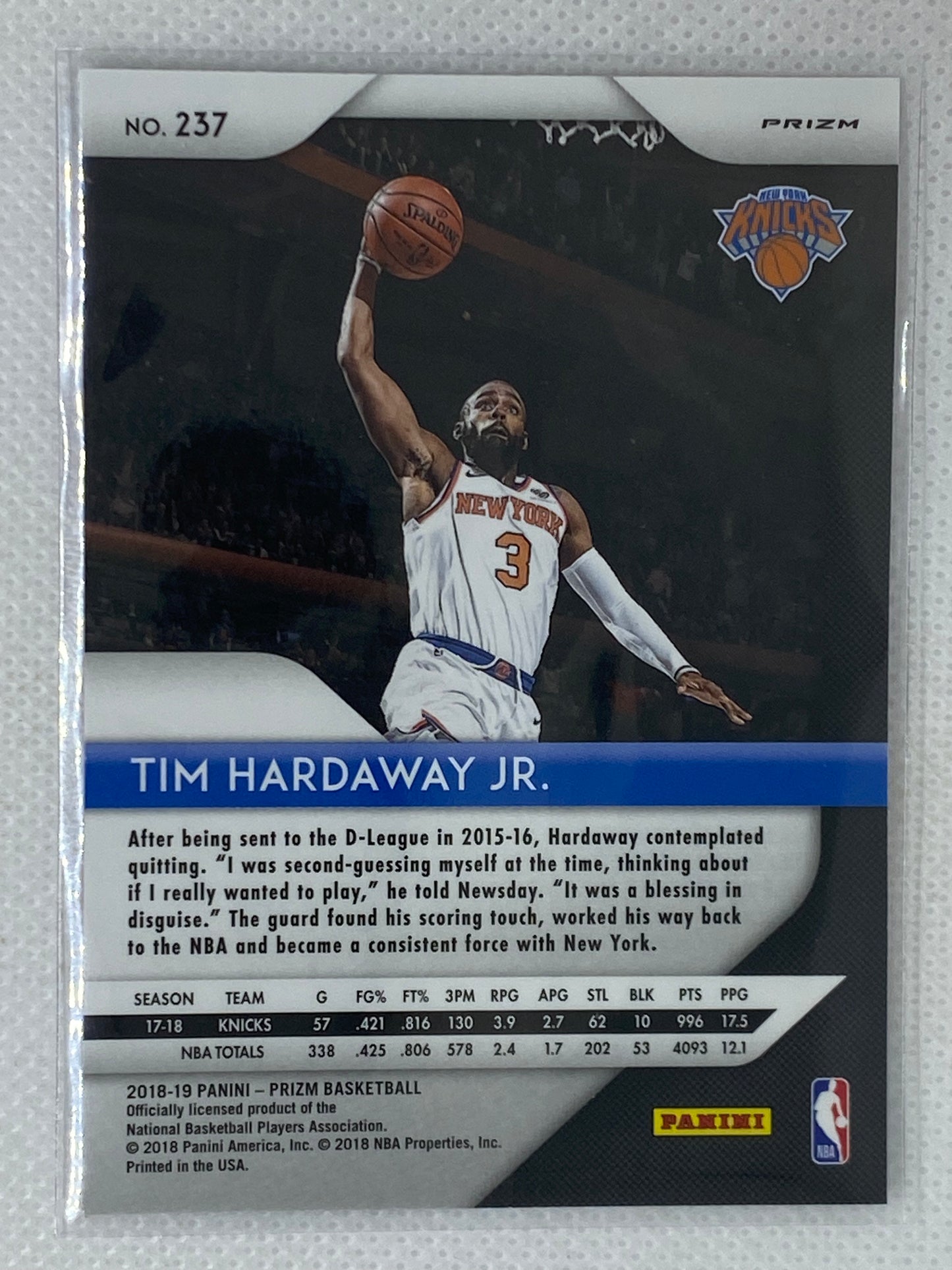 2018-19 Panini Prizm Prizms Pink Ice #237 Tim Hardaway Jr.
