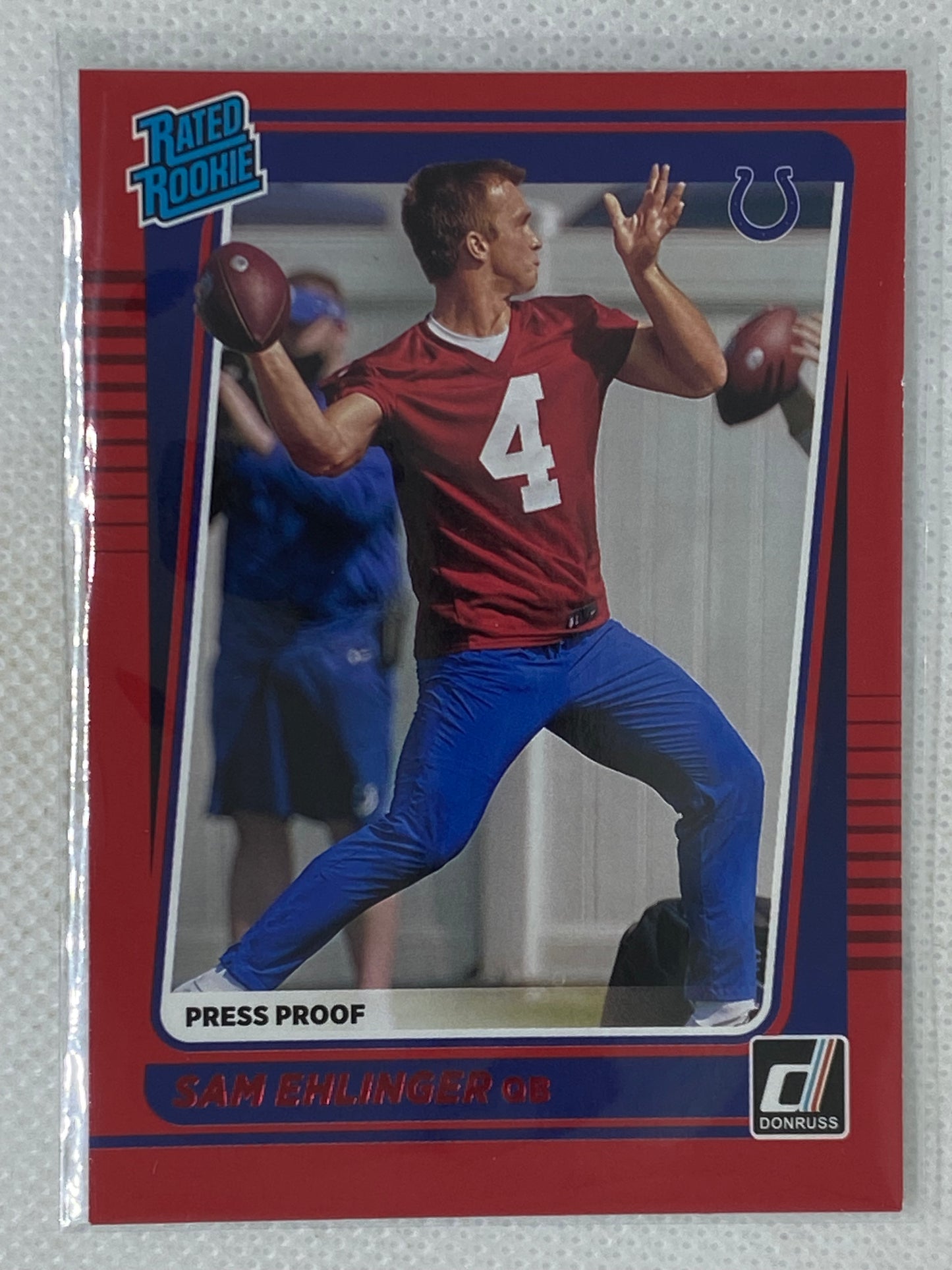 2021 Panini Donruss Sam Ehlinger Rated Rookie Red Press Proof #319 RC Colts