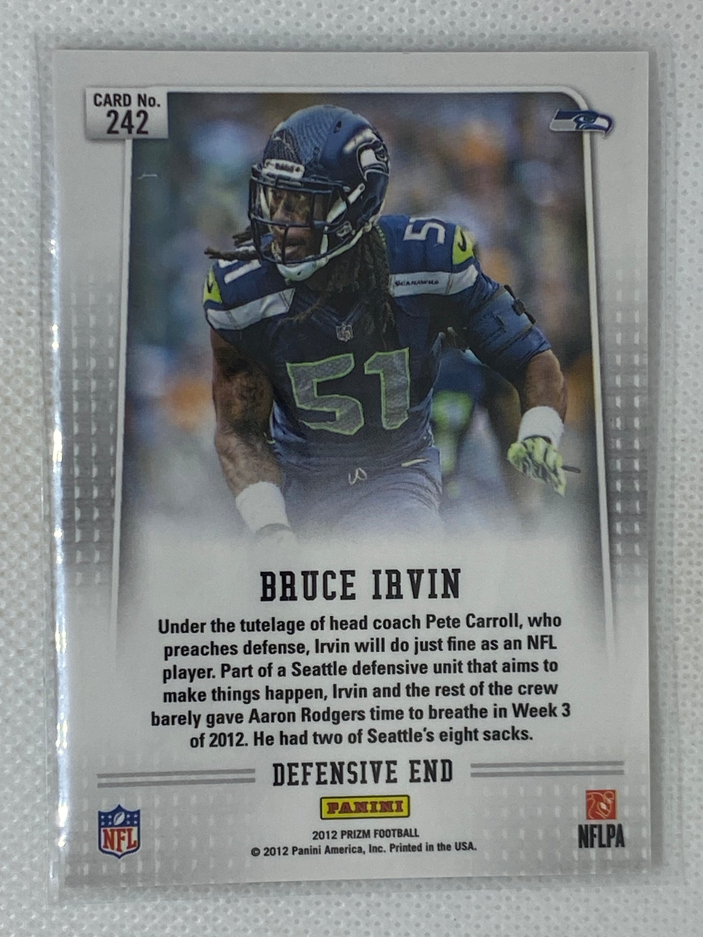 2012 Panini Prizm Bruce Irvin RC #242 Seahawks Star Rookie