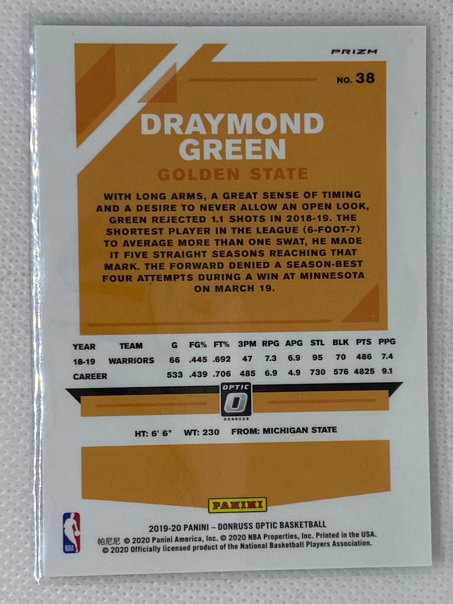 2019-20 Panini Donruss Optic Holo Prizm Draymond Green #38