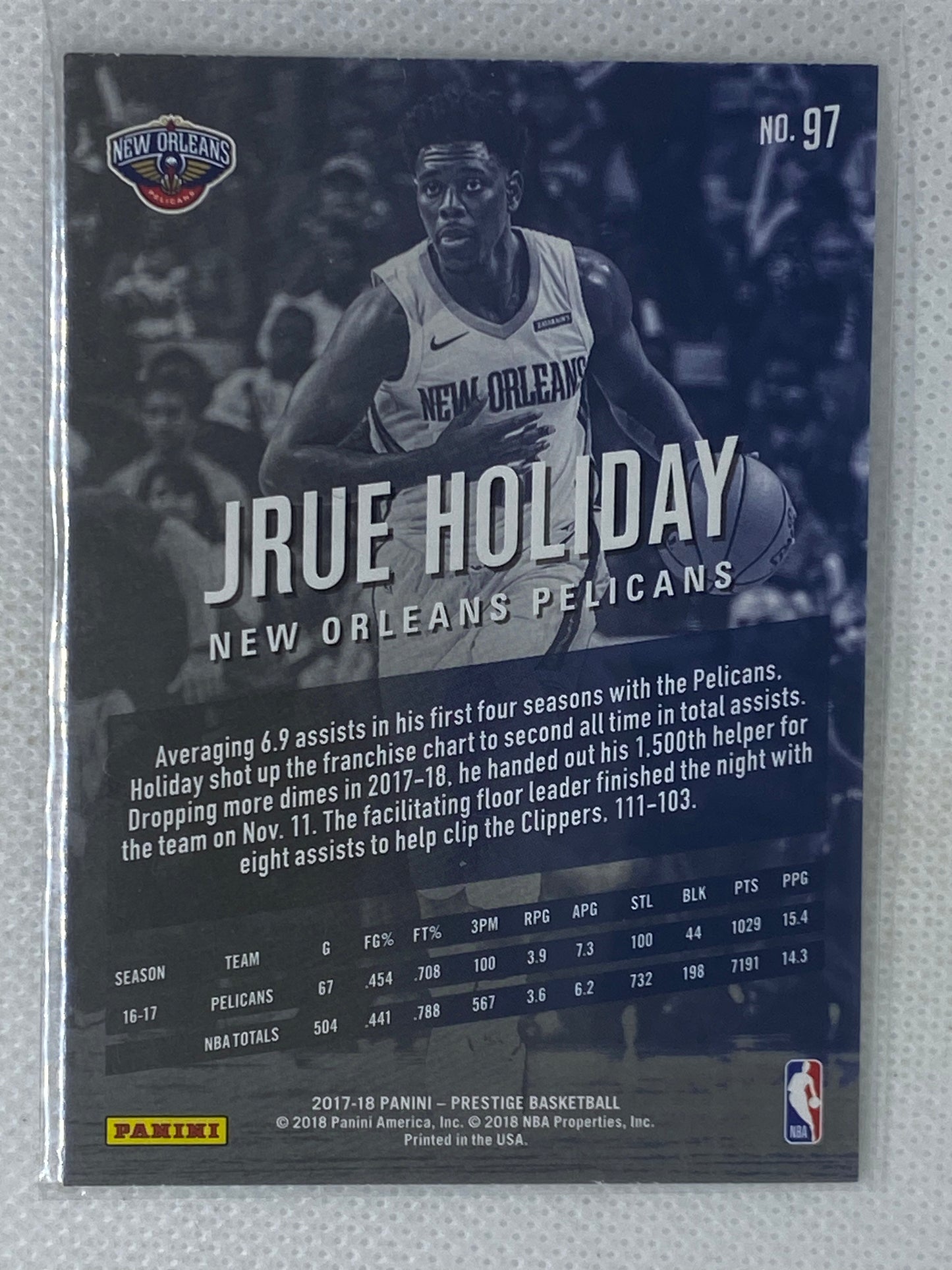 2017-18 Panini Prestige Jrue Holiday #97 New Orleans Pelicans