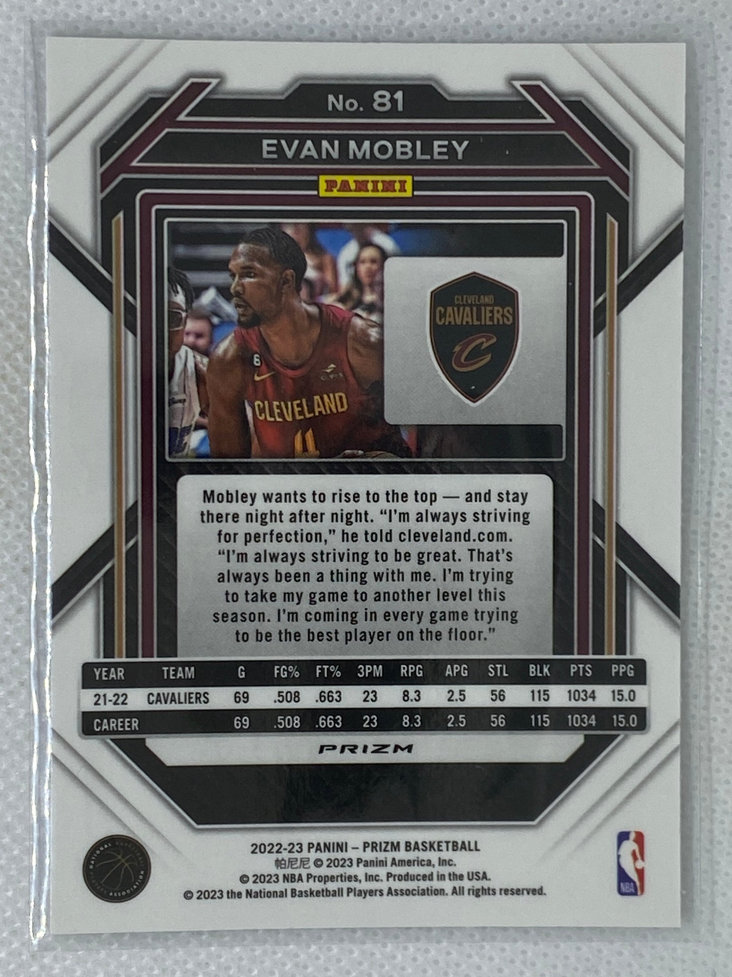 2022-23 Panini Prizm Silver Prizm Evan Mobley #81