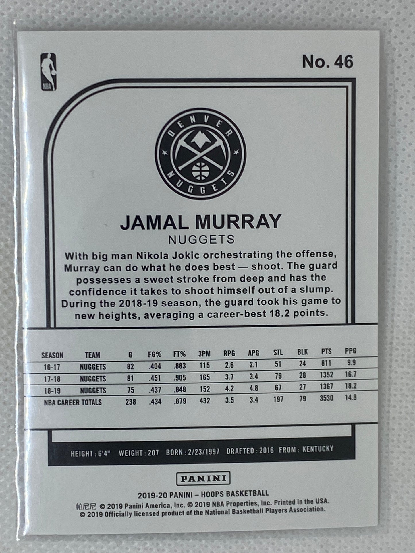 2019-20 Panini NBA Hoops Winter Jamal Murray #46
