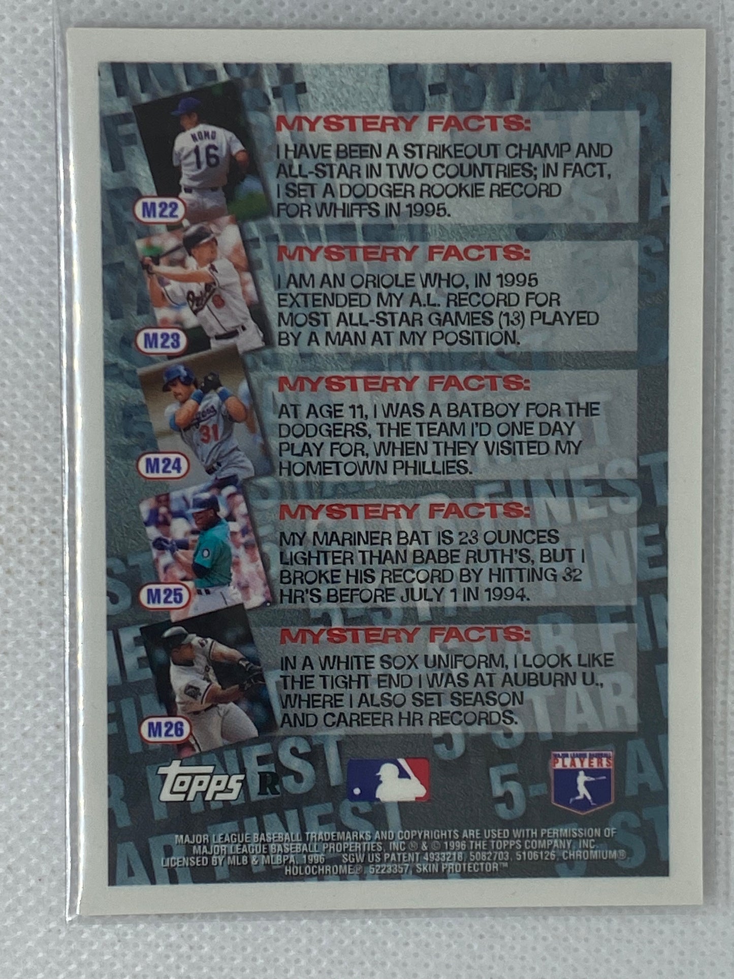 1996 Topps Frank Thomas Mystery Finest 5-Star Finest #M26 Refractor