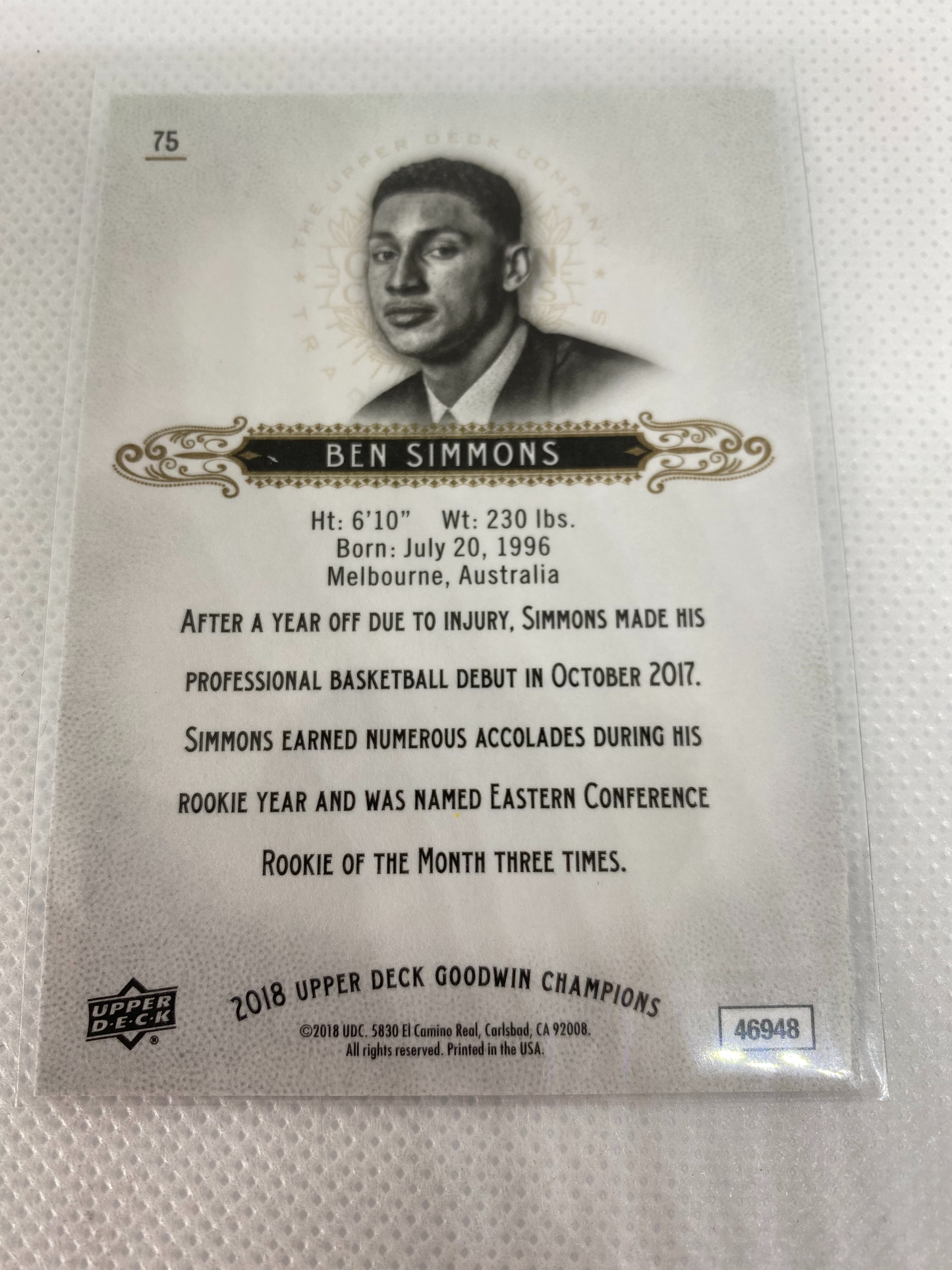 2018-19 UD GOODWIN CHAMPIONS BEN SIMMONS #75