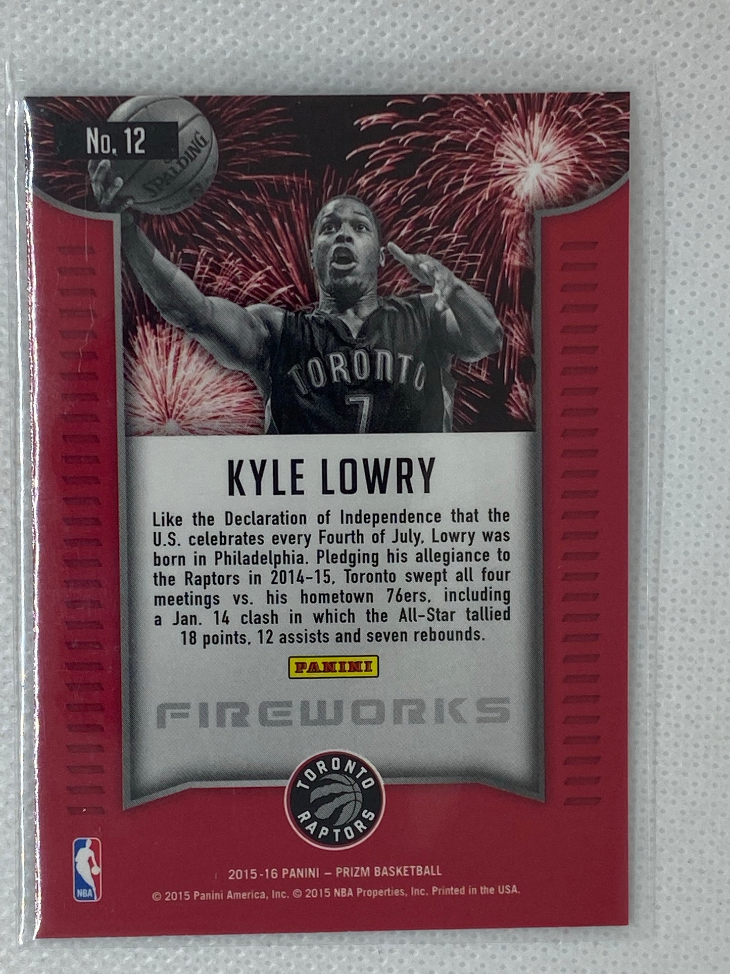 2015-16 Panini Prizm Basketball Fireworks #12 Kyle Lowry