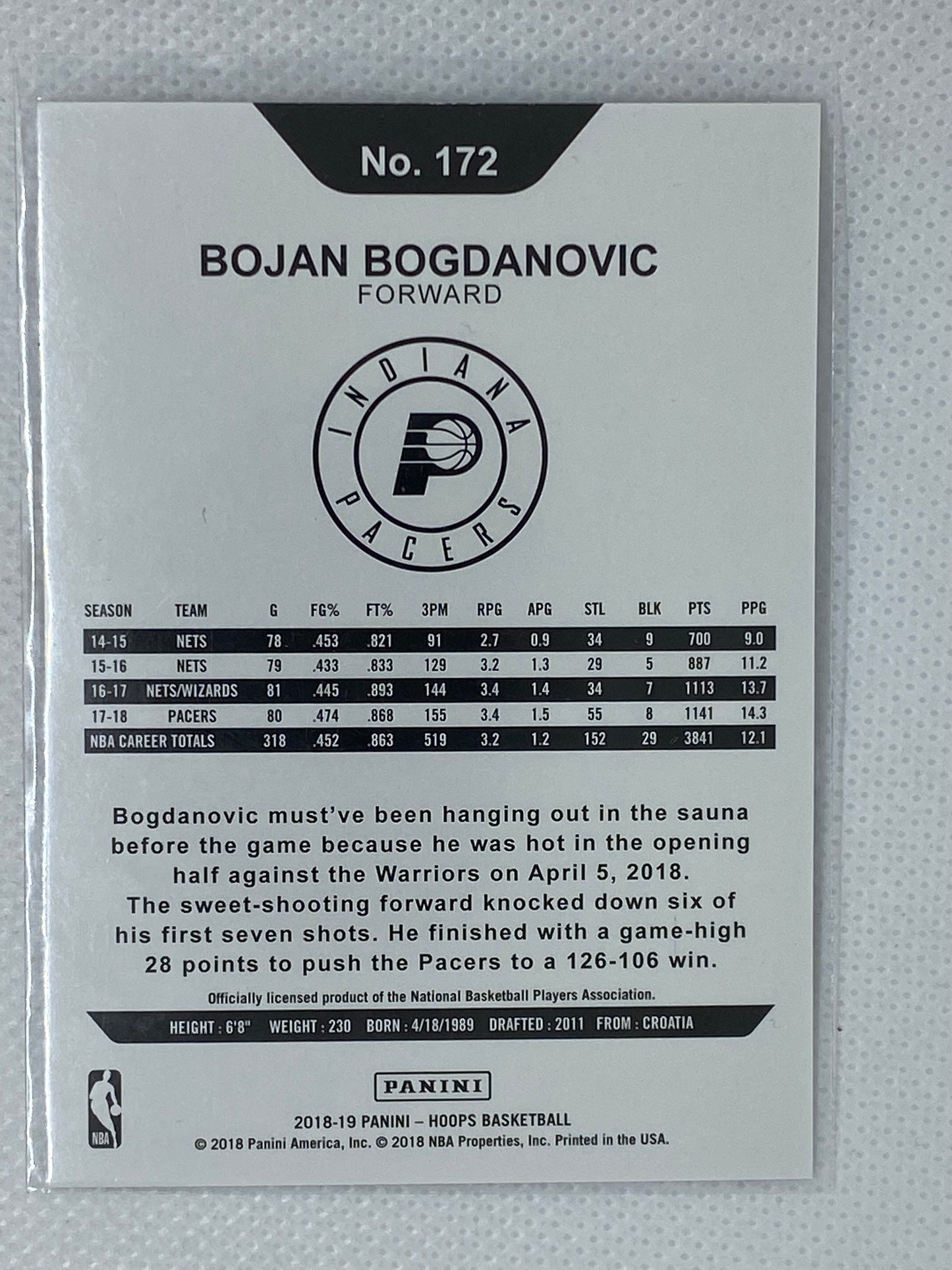 2018-19 Panini NBA Hoops Purple Winter Bojan Bogdanovic #172