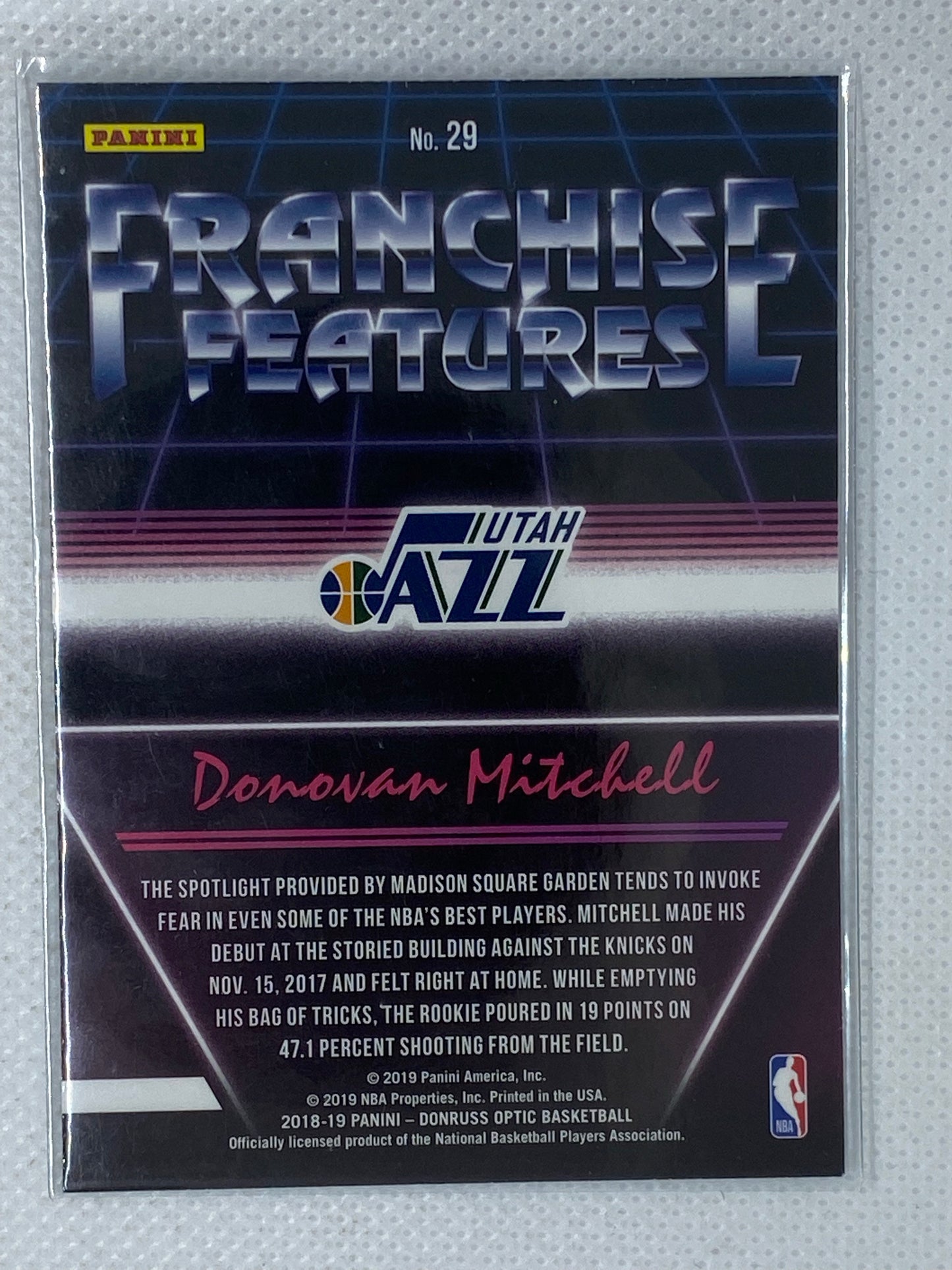 2018-19 Panini Donruss Optic Franchise Features Donovan Mitchell #29