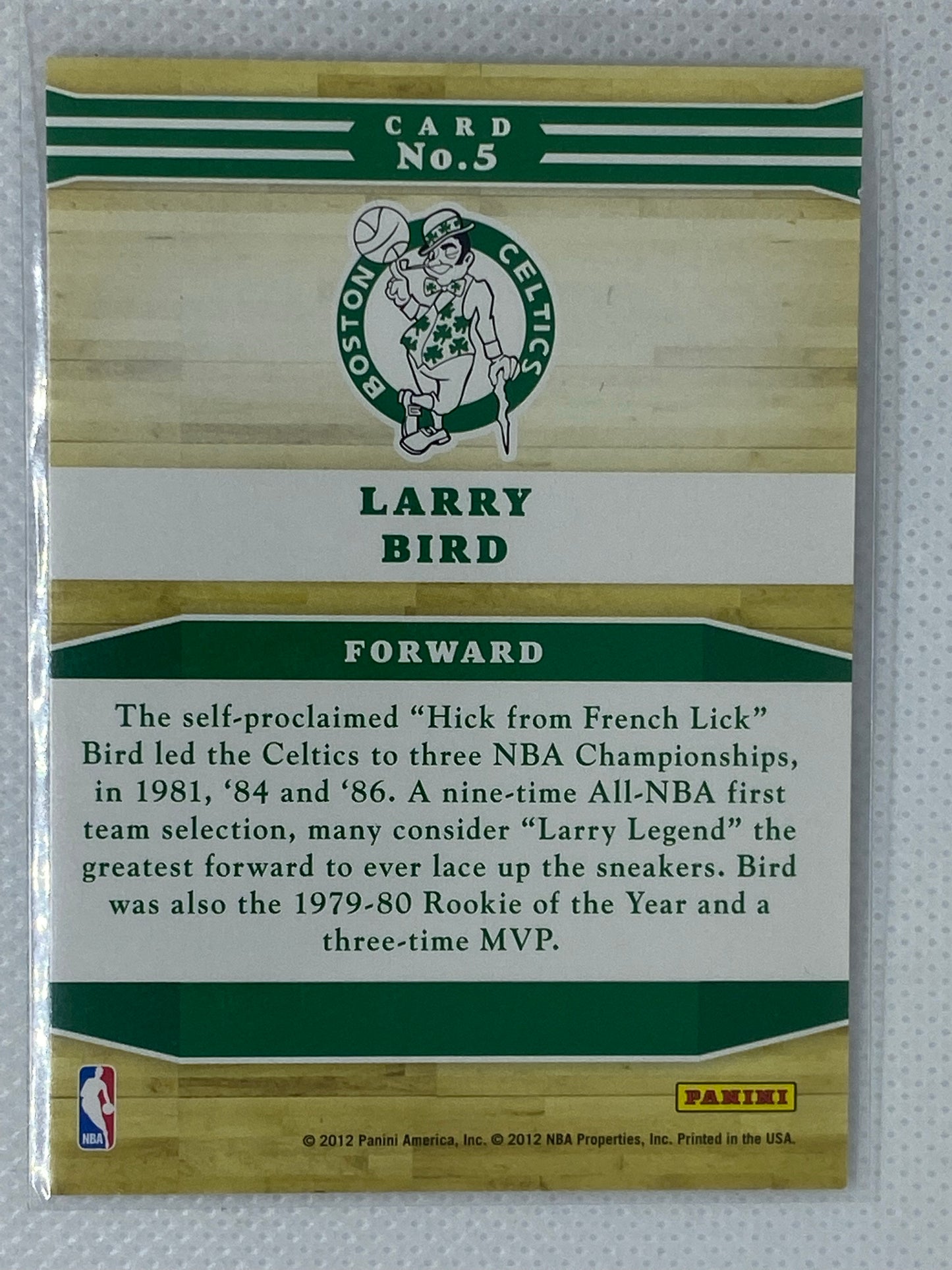 2012-13 NBA Hoops Franchise Greats Larry Bird #5 HOF