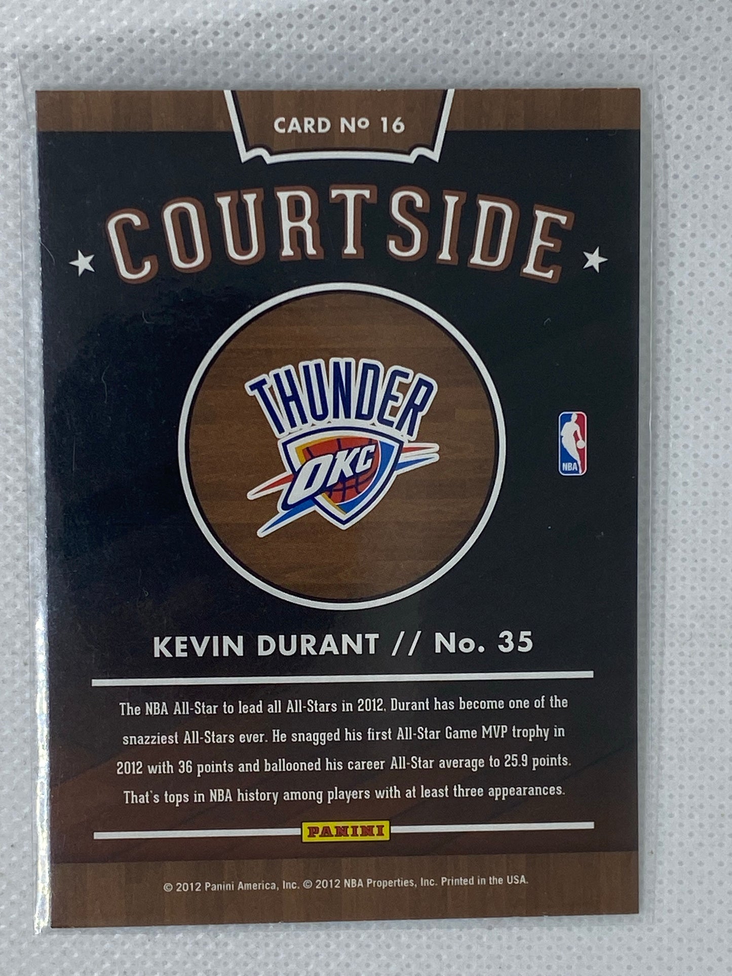 2012-13 NBA Hoops Basketball Courtside #16 Kevin Durant