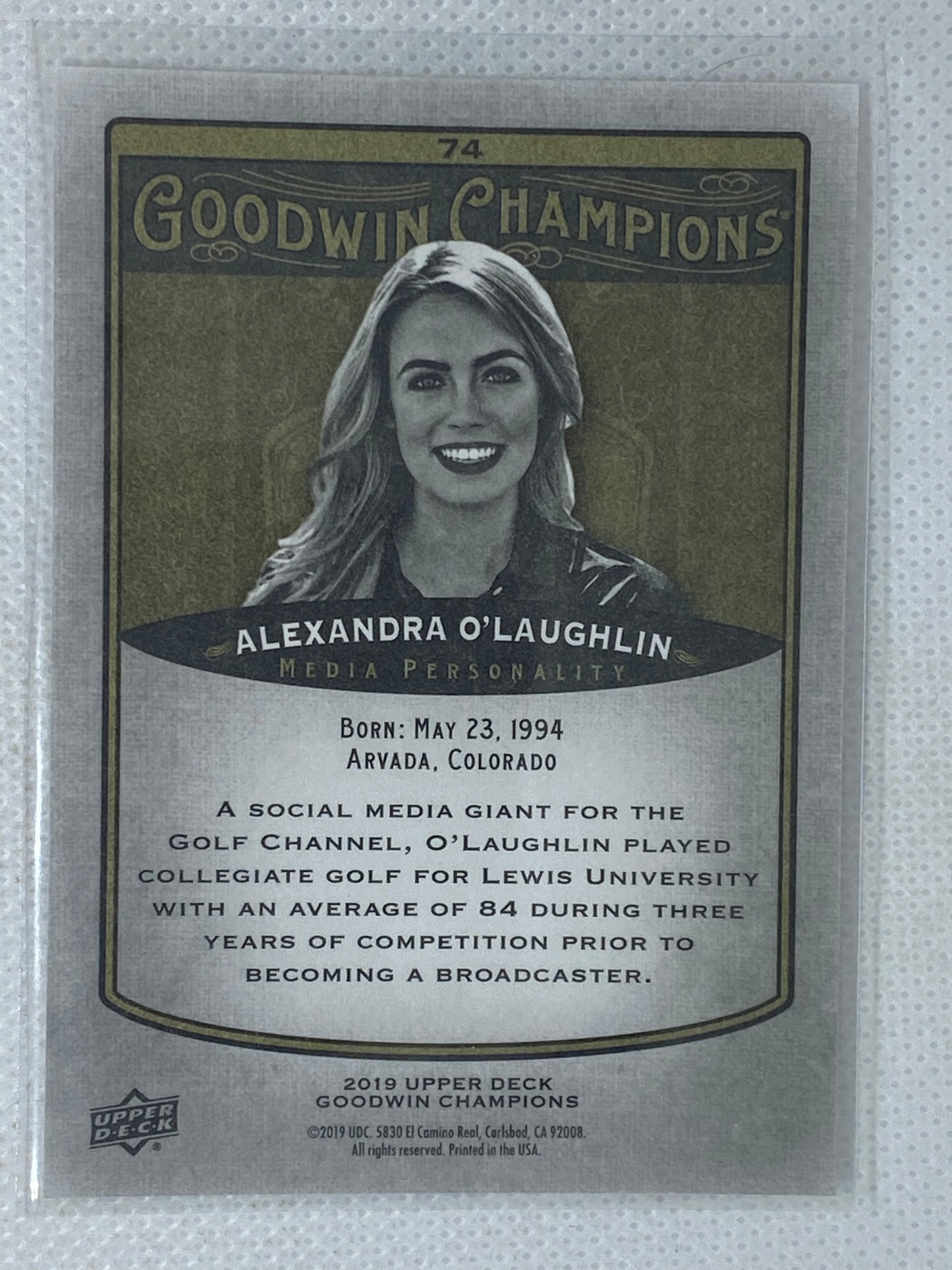2019 Upper Deck Goodwin Champions #74 Alexandra O'Laughlin
