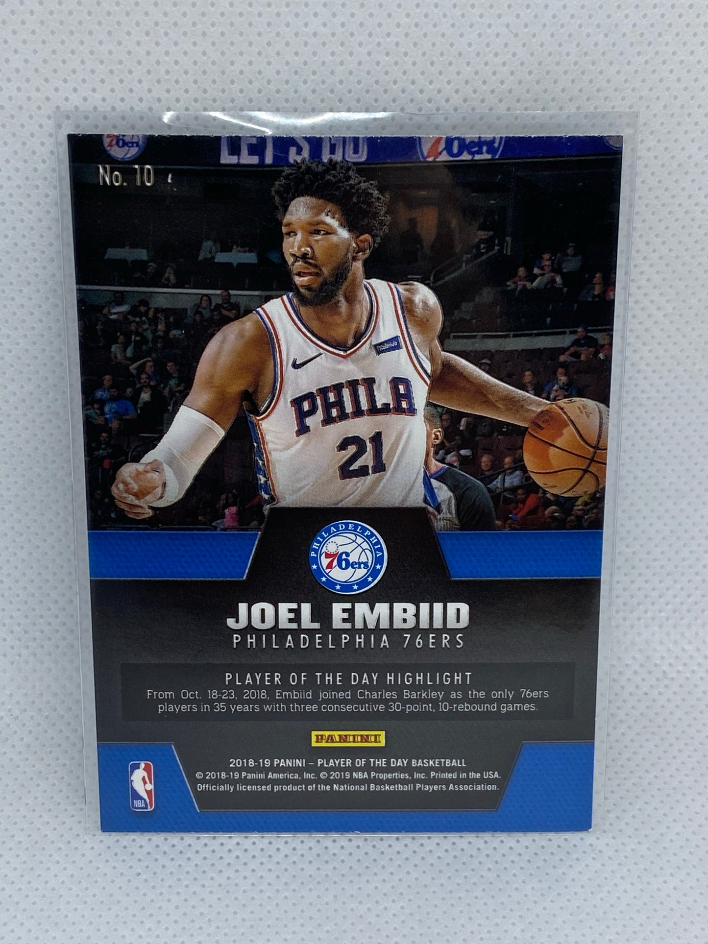 2018-19 Panini Player of the Day Joel Embiid #10