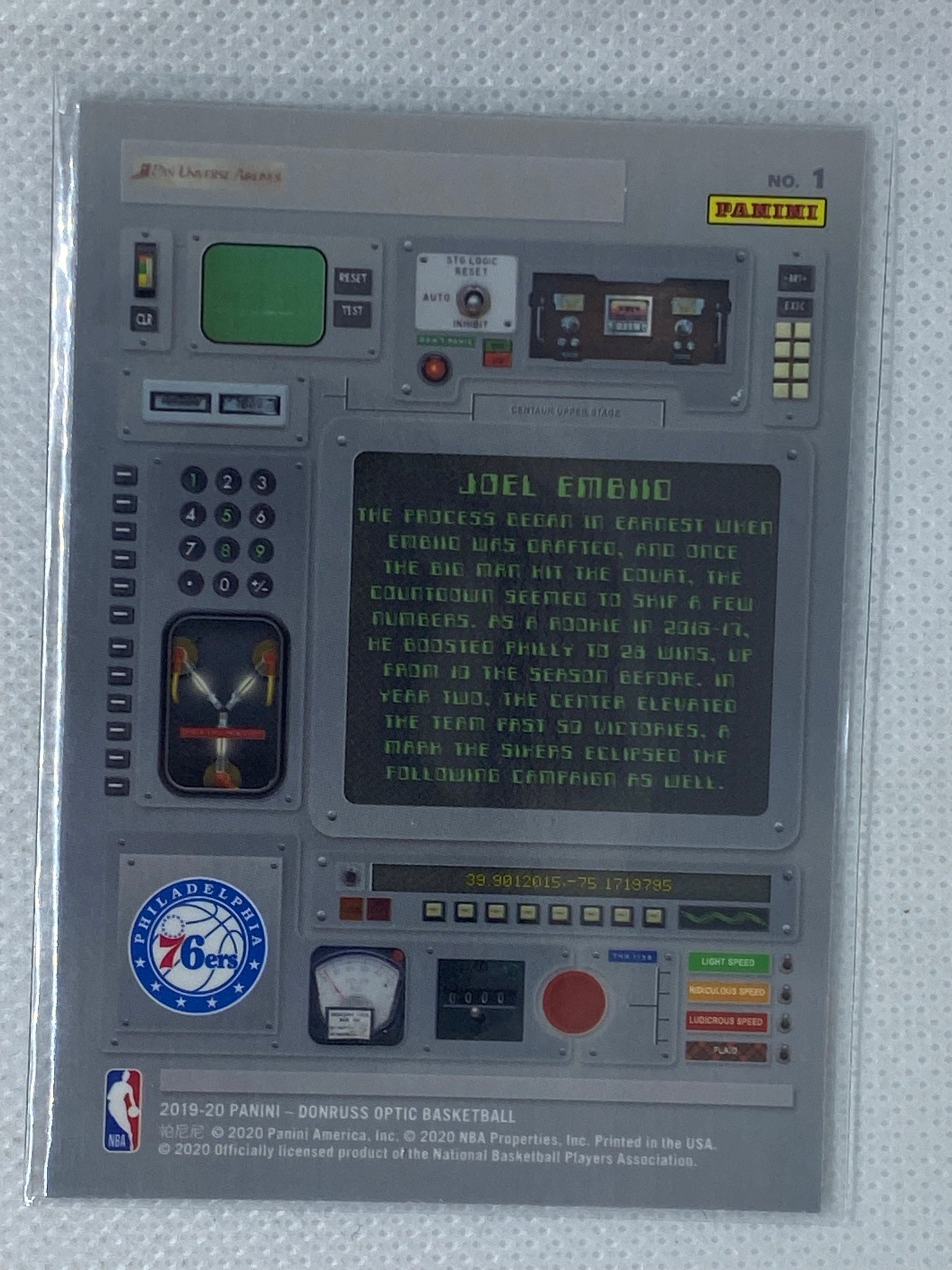 2019-20 Donruss Optic T-Minus 3, 2, 1 #1 Joel Embiid SP