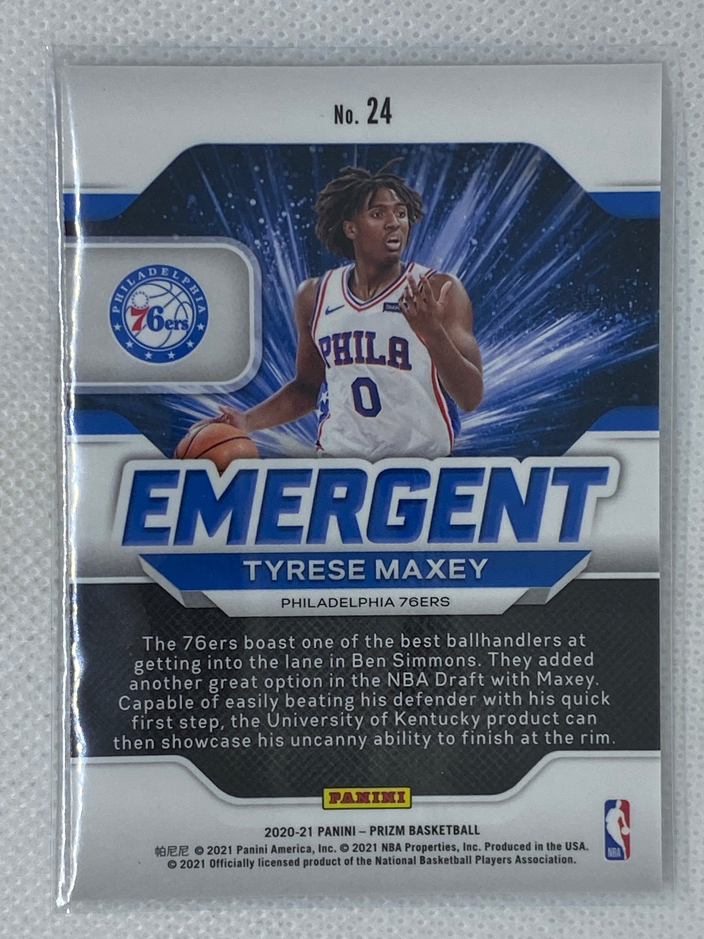 2020-21 Prizm Tyrese Maxey Emergent Rookie RC #24 76ers