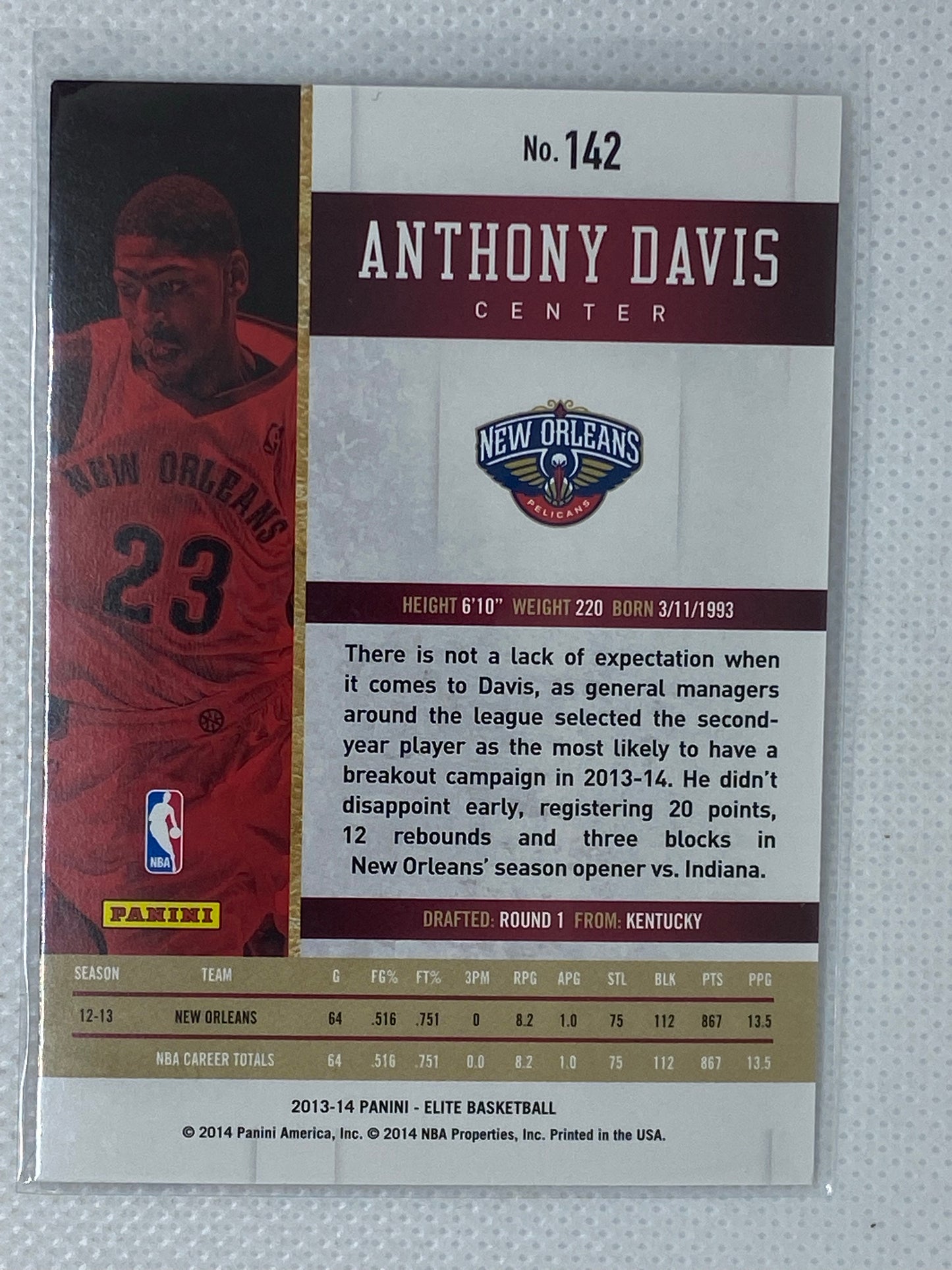 2013-14 Panini Elite Anthony Davis #142
