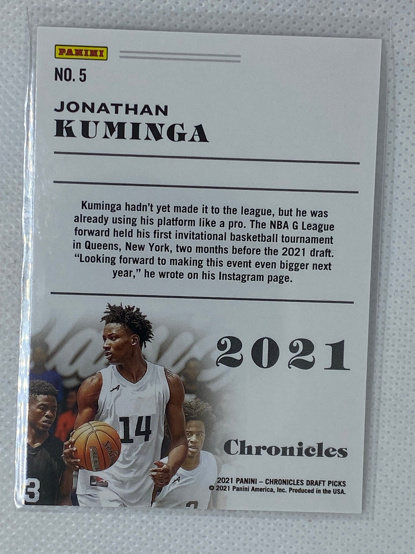 2021-22 Chronicles Draft Picks Jonathan Kuminga RC Base #5 Warriors