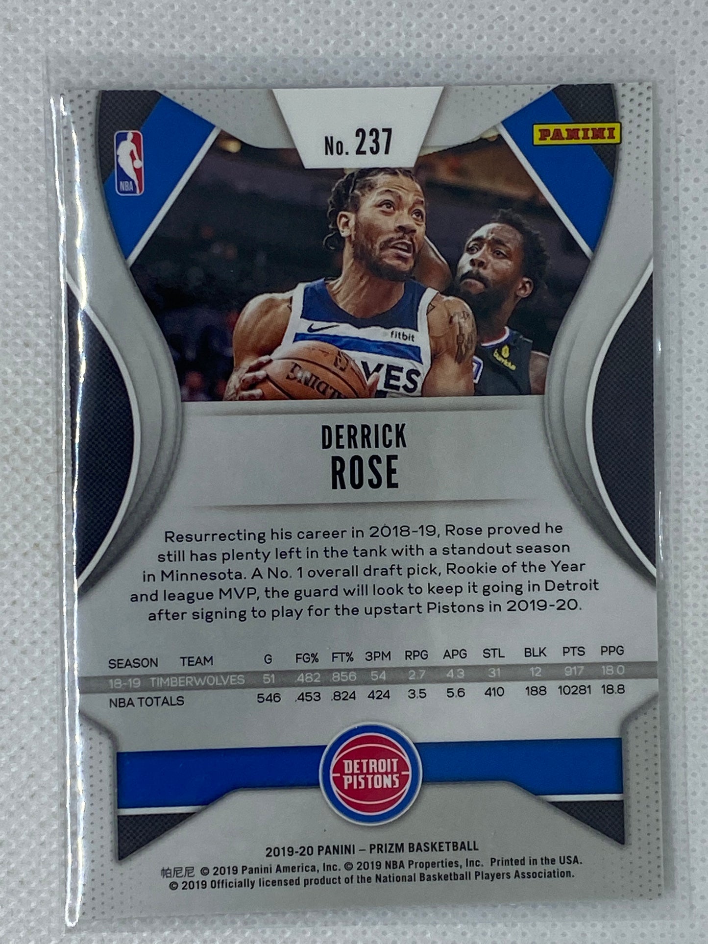 2019-20 Panini Prizm Basketball Derrick Rose #237