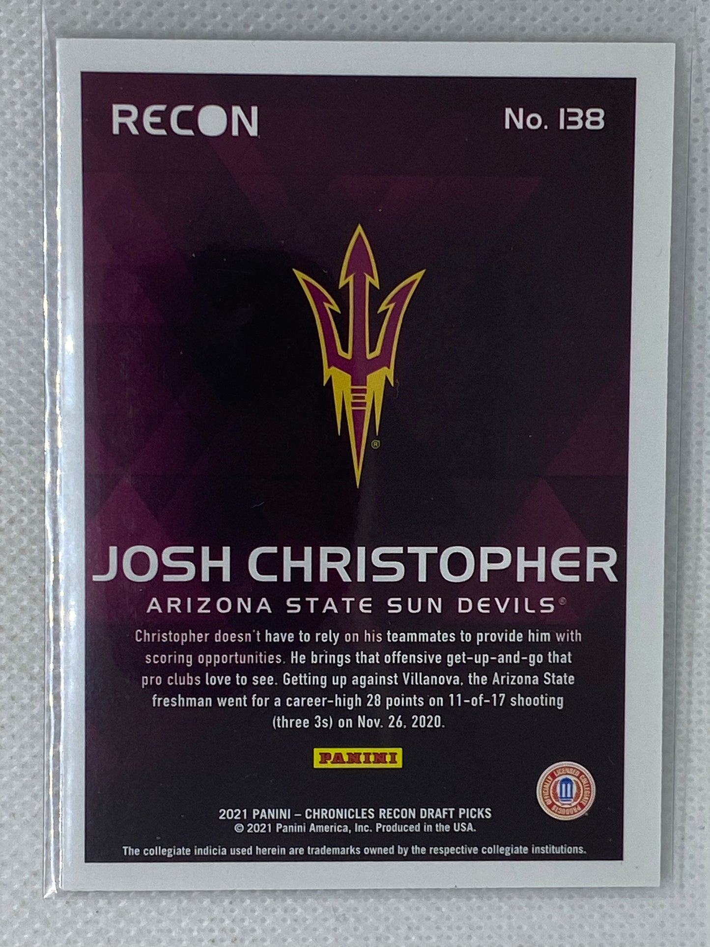 2021 Chronicles Recon Draft Picks Josh Christopher #138 Pink Holo RC Rockets