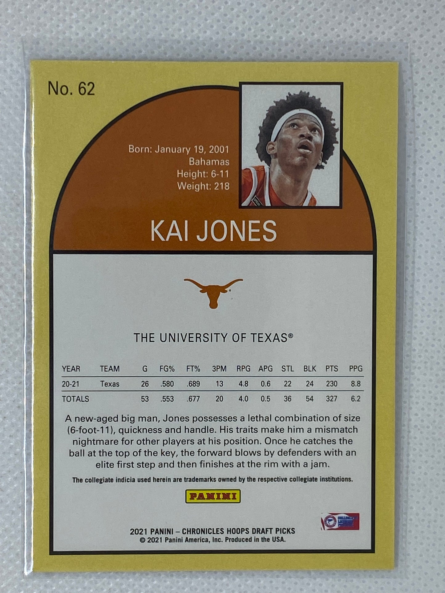 2021-22 Panini Chronicles Draft Picks Kai Jones Orange RC Rookie Hoops Retro #62