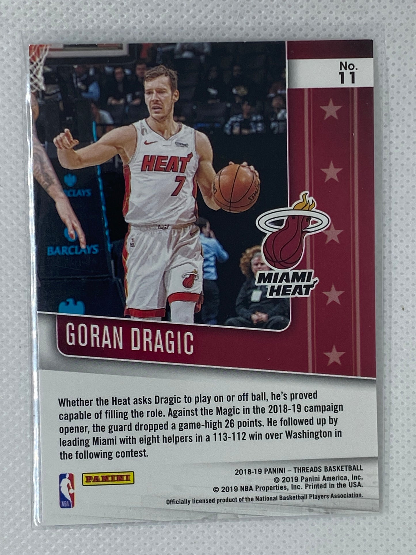 2018-19 Panini Threads Floor Generals #11 Goran Dragic