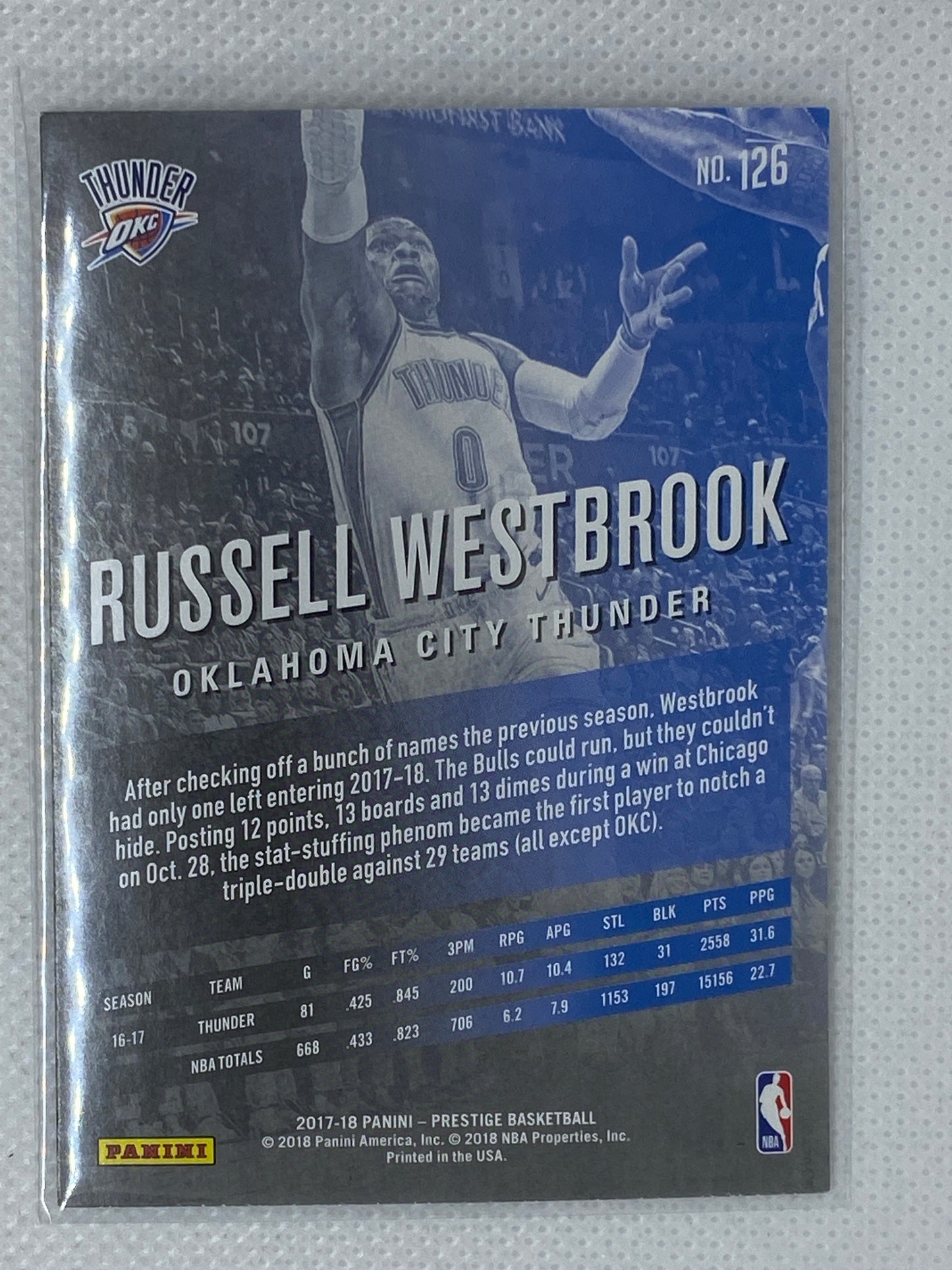 2017-18 Panini Prestige Base #126 Russell Westbrook