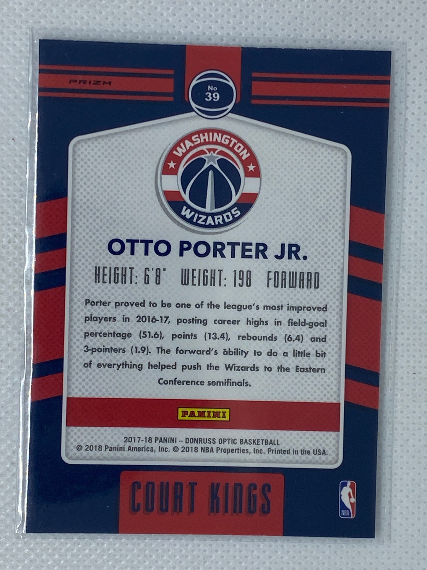 2017-18 Panini Donruss Optic Court Kings Purple Prizm Otto Porter Jr #39
