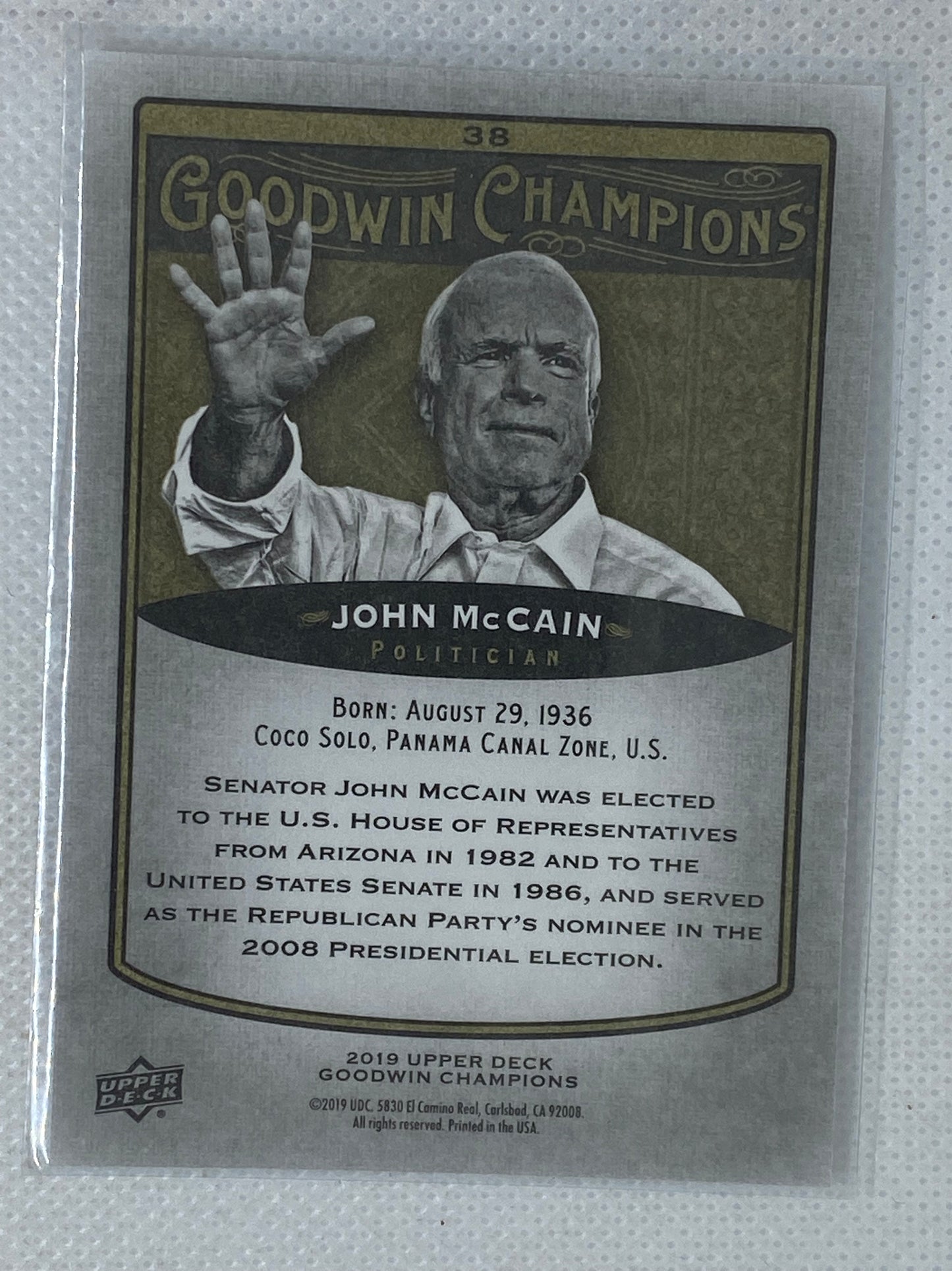 2019 Upper Deck Goodwin Champions John McCain #38 U.S. Politician Senator