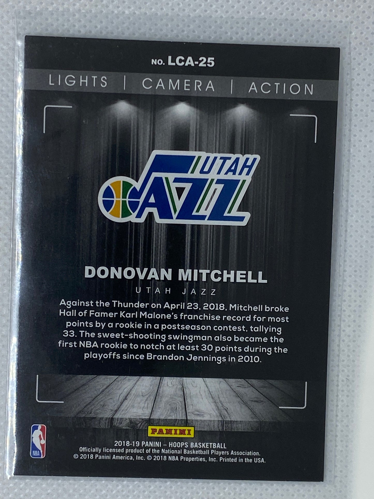2018-19 Hoops Lights Camera Action Winter #25 Donovan Mitchell