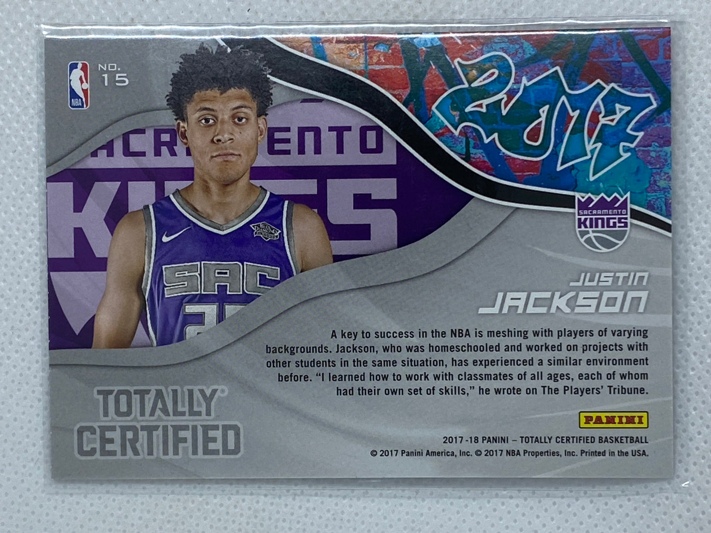 2017-18 Totally Certified 2017 #15 Justin Jackson SSP