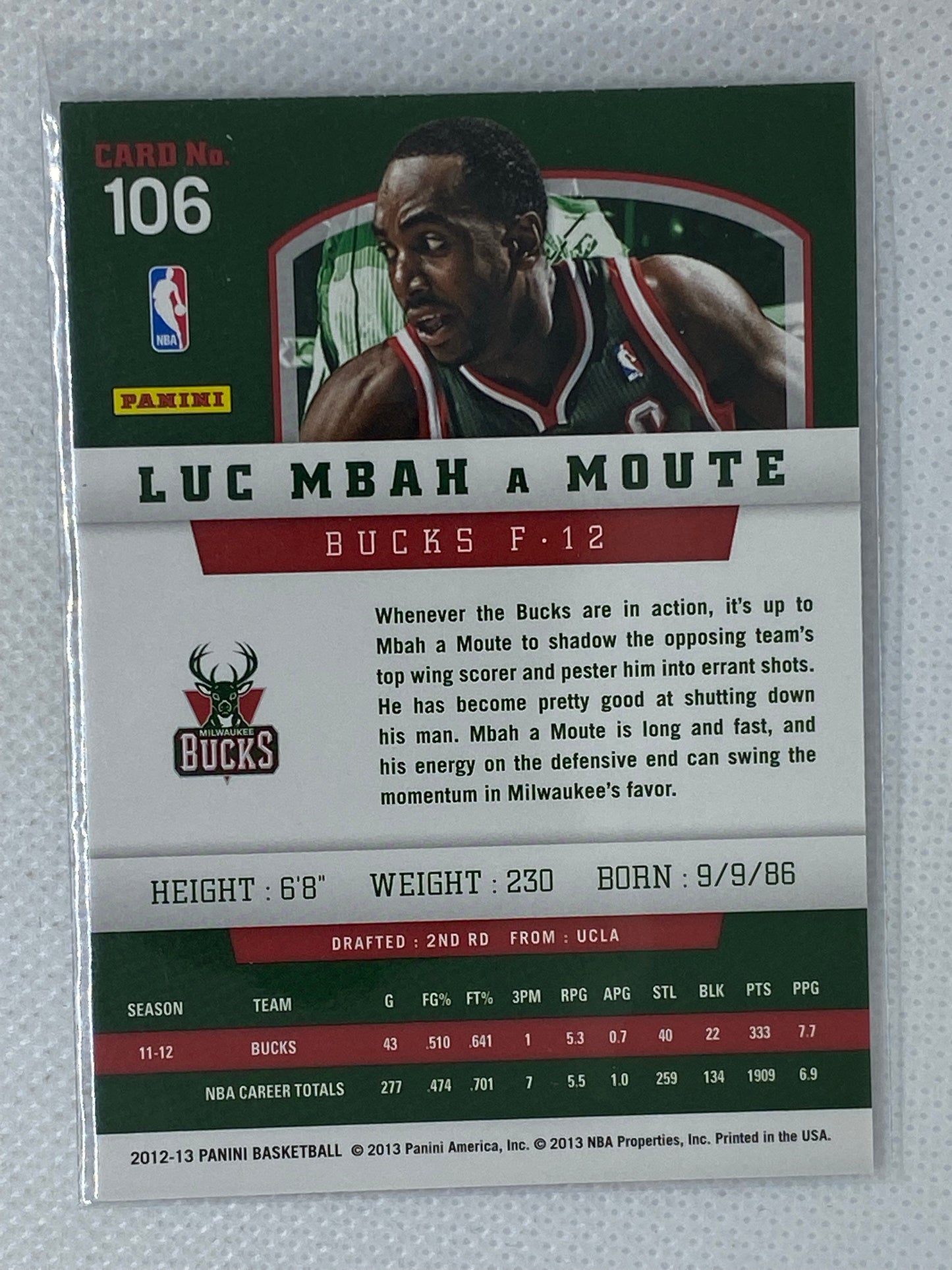 2012-13 Panini Silver Knight Parallel Luc Mbah A Moute #106 Bucks