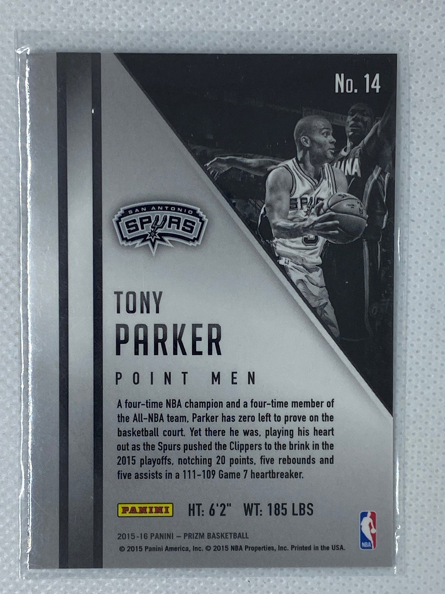 2015-16 Panini Prizm Point Men #14 Tony Parker