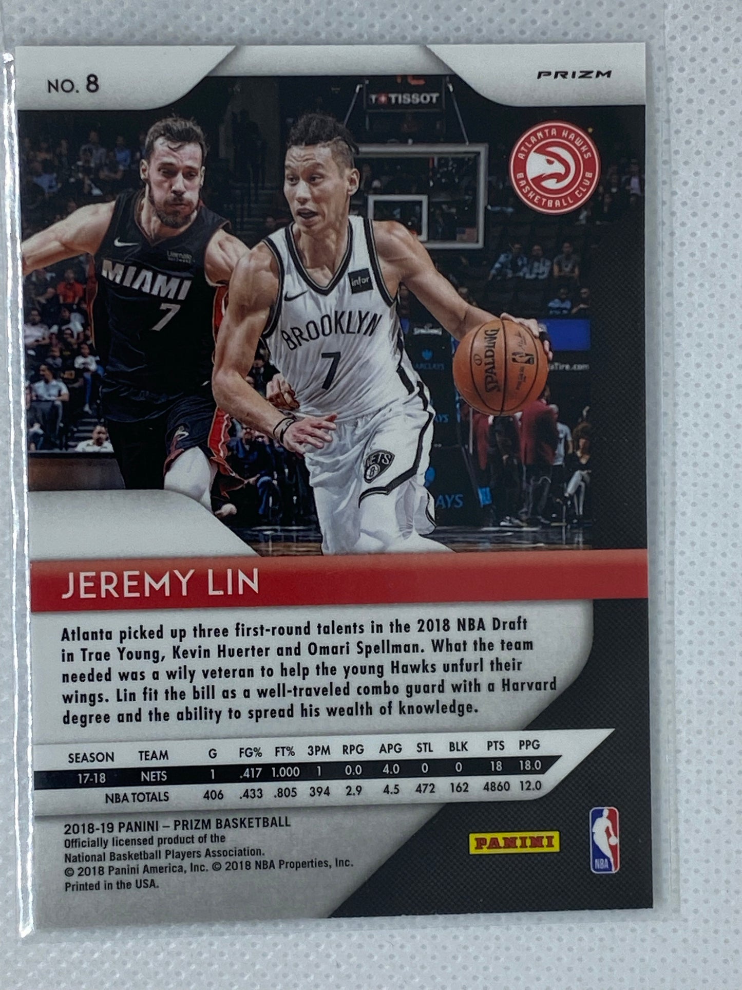 2018-19 Panini Prizm Basketball Silver Parallel #8 Jeremy Lin