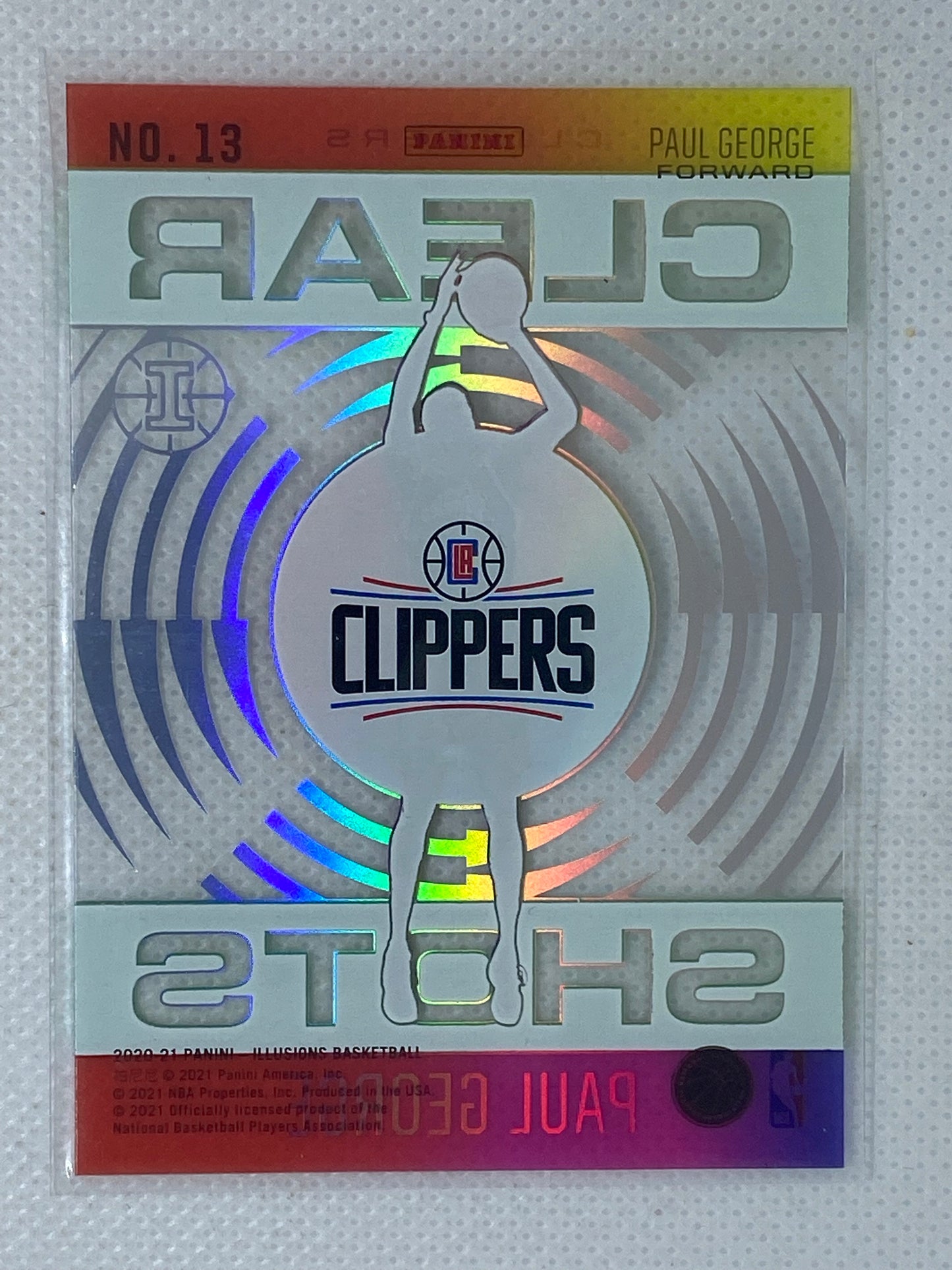 2020-21 Panini Illusions Clear Shots #13 Paul George Los Angeles Clippers SSP