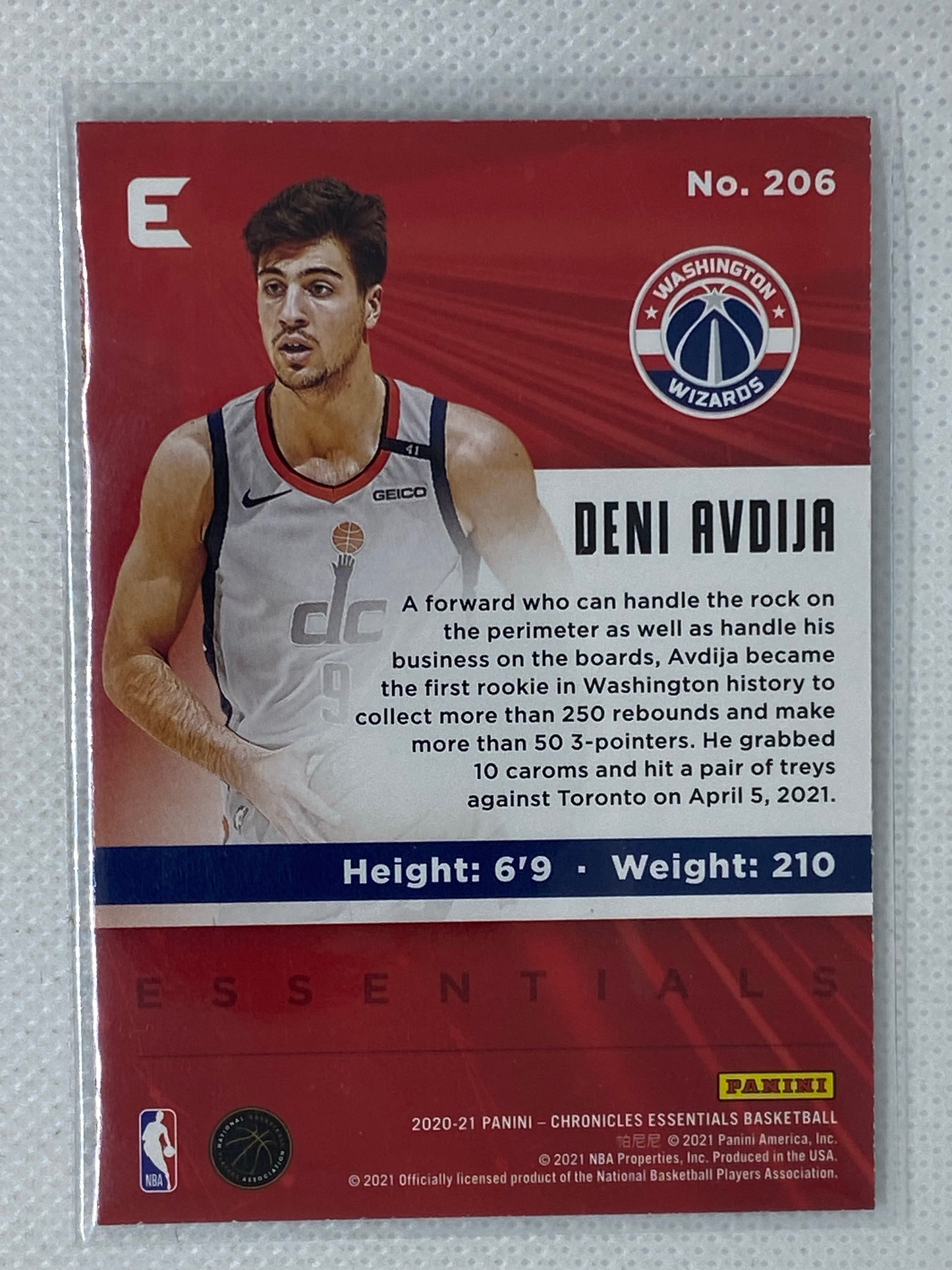 2020-21 Panini Chronicles Essentials Bronze Deni Avdija Rookie Wizards #206 SSP